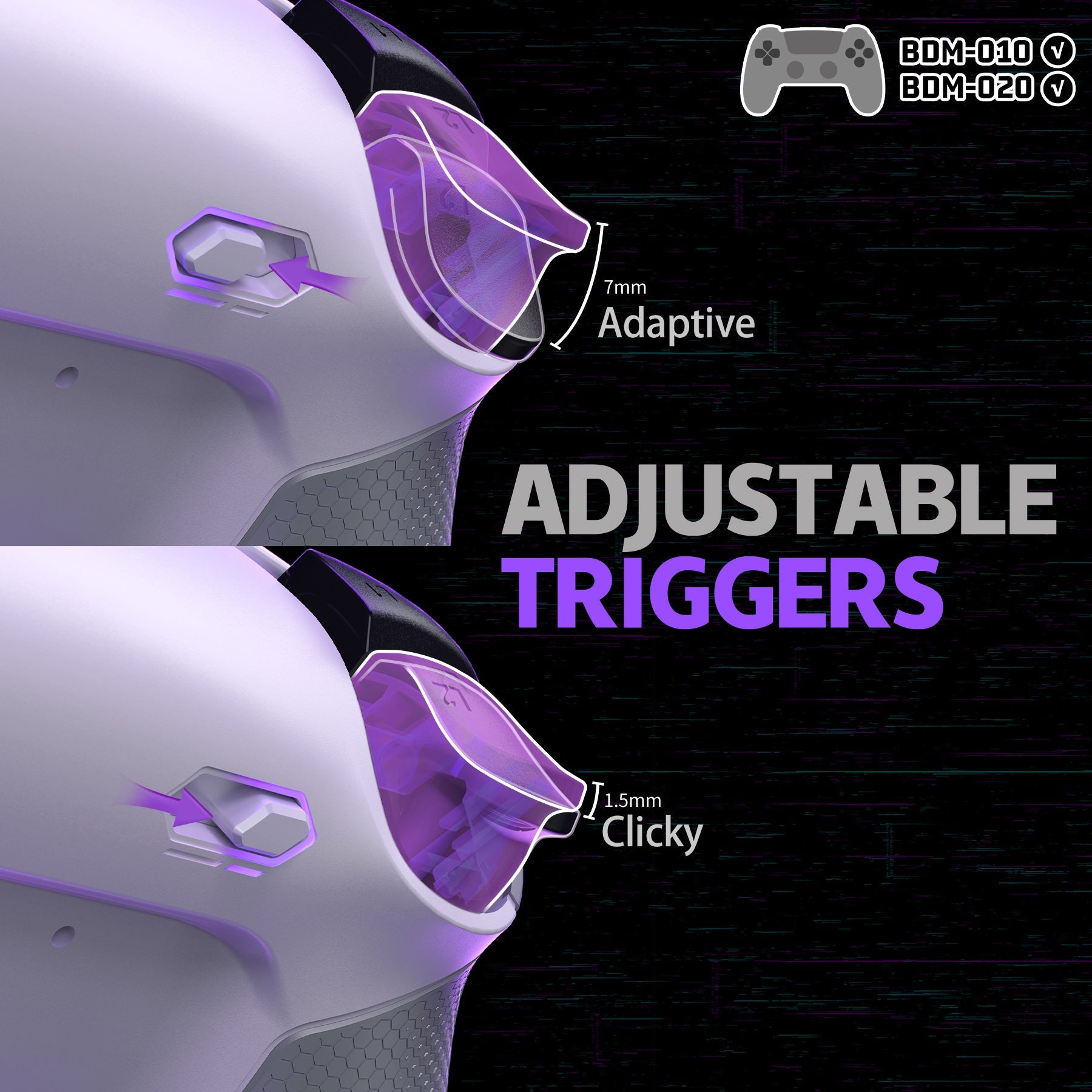 eXtremeRate RISE Plus MAX Back Paddles Kit with Clicky Trigger Stops & Rubberized Grip for PS5 Controller BDM-010/020 - White Gray eXtremeRate