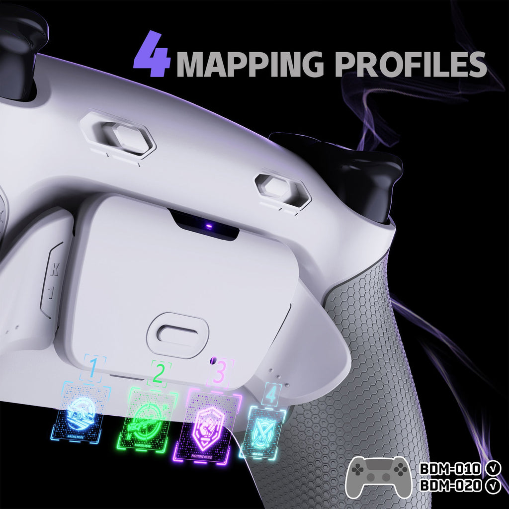 eXtremeRate RISE Plus MAX Back Paddles Kit with Clicky Trigger Stops & Rubberized Grip for PS5 Controller BDM-010/020 - White Gray eXtremeRate