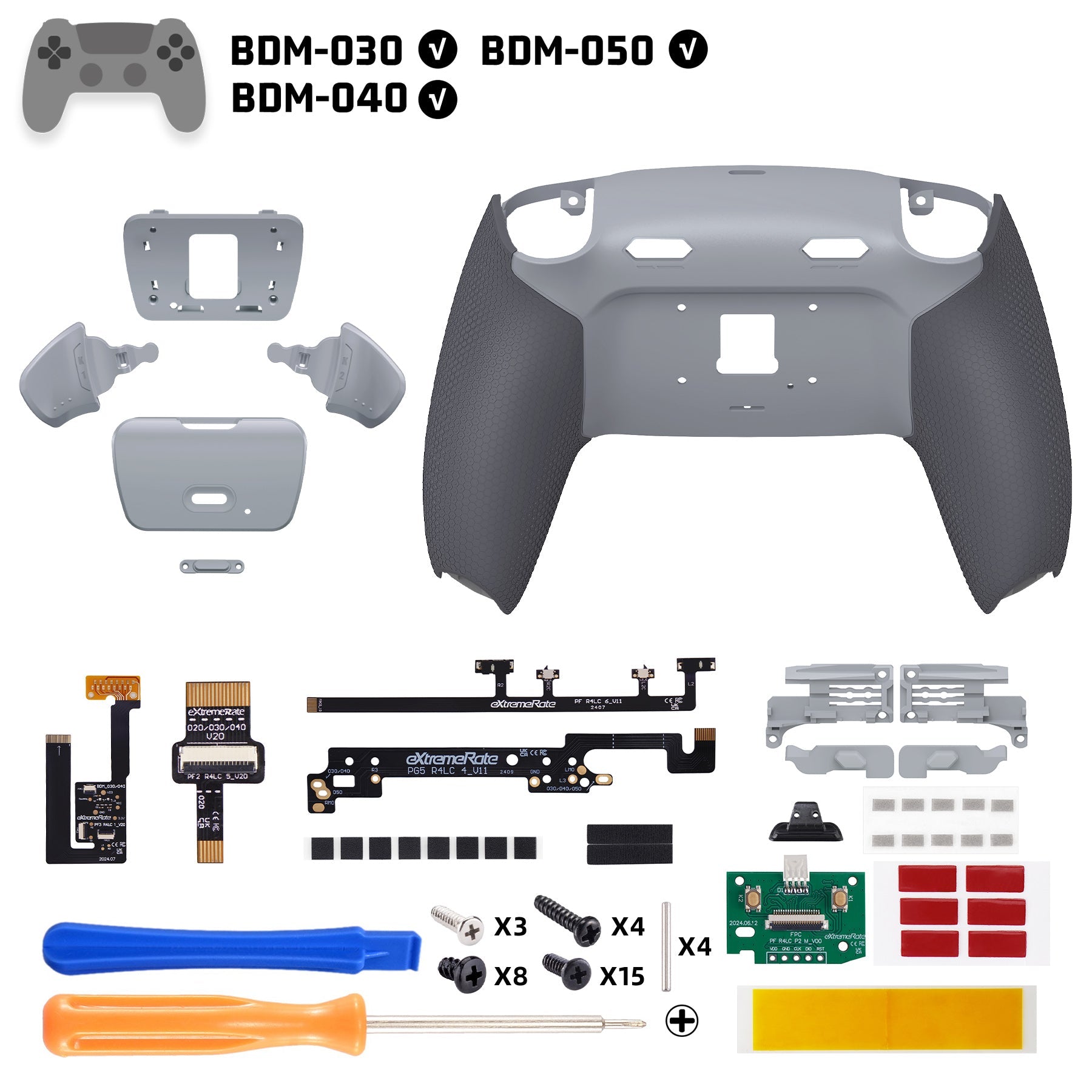 eXtremeRate RISE Plus MAX Back Paddles Kit with Clicky Trigger Stops & Rubberized Grip for PS5 Controller BDM-030/040/050 - New Hope Gray & Classic Gray eXtremeRate