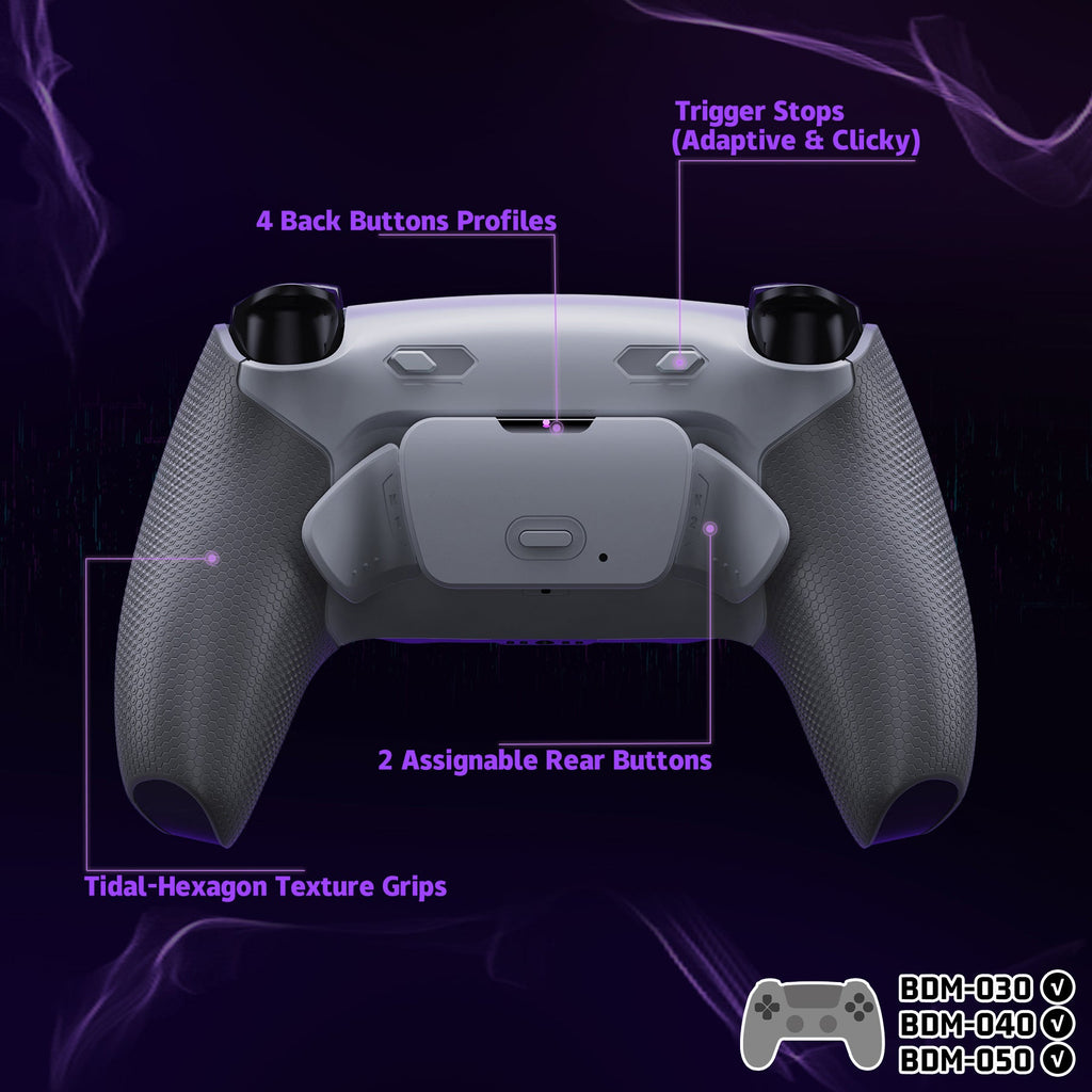 eXtremeRate RISE Plus MAX Back Paddles Kit with Clicky Trigger Stops & Rubberized Grip for PS5 Controller BDM-030/040/050 - New Hope Gray & Classic Gray eXtremeRate