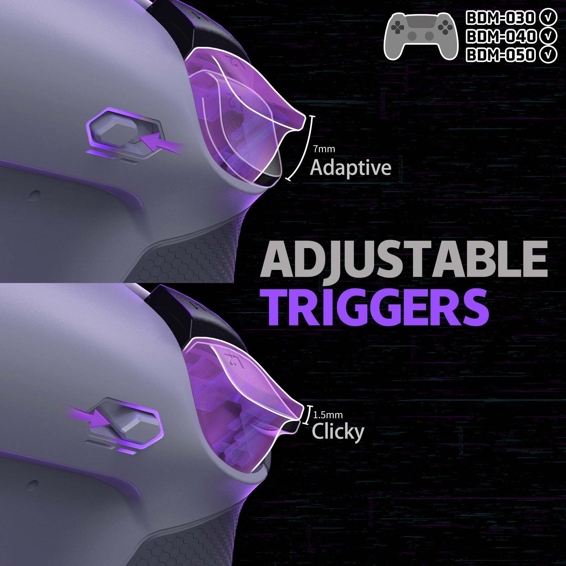 eXtremeRate RISE Plus MAX Back Paddles Kit with Clicky Trigger Stops & Rubberized Grip for PS5 Controller BDM-030/040/050 - New Hope Gray & Classic Gray eXtremeRate
