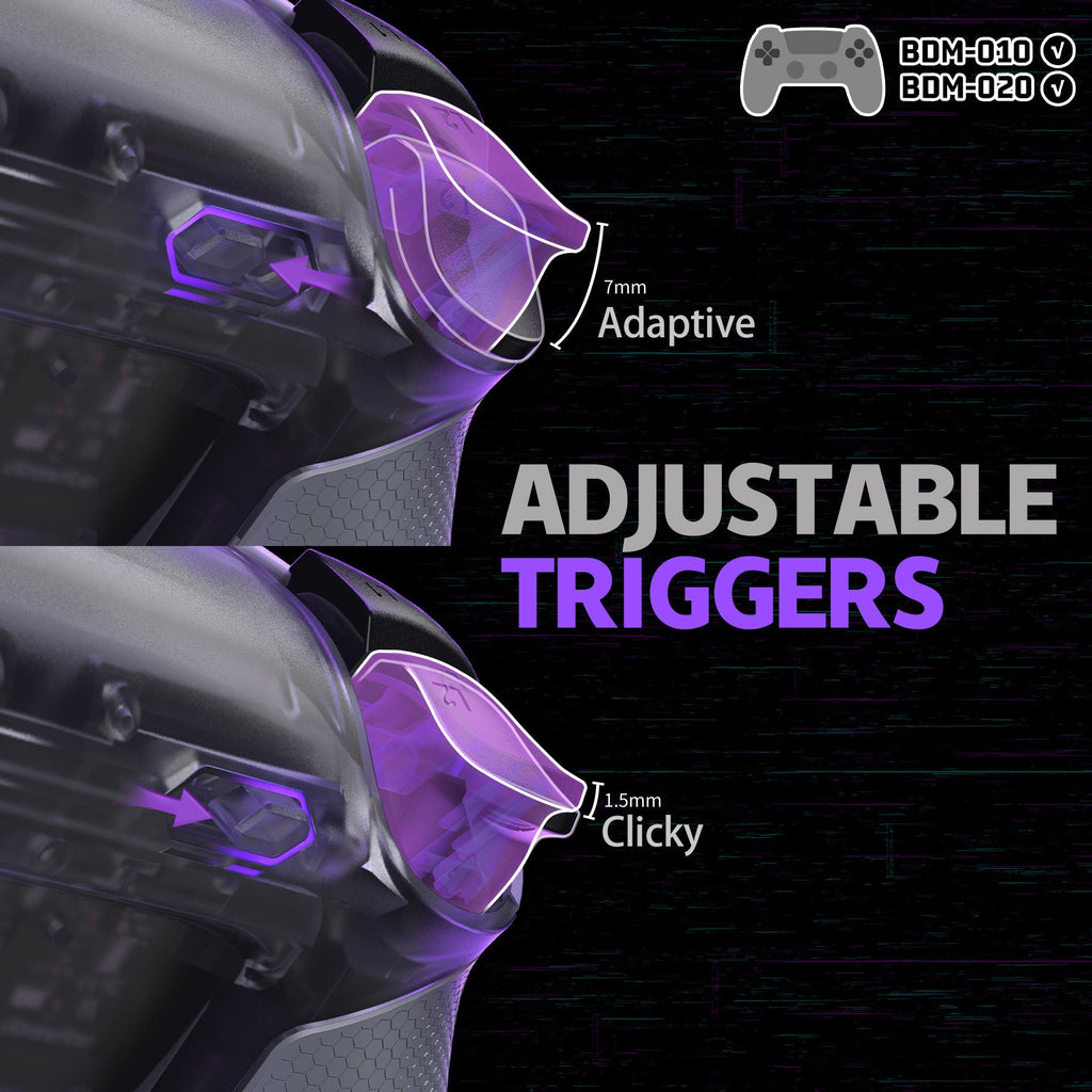 eXtremeRate RISE Plus MAX Back Paddles Kit with Clicky Trigger Stops & Rubberized Grip for PS5 Controller BDM-010/020 - Clear & Gray eXtremeRate