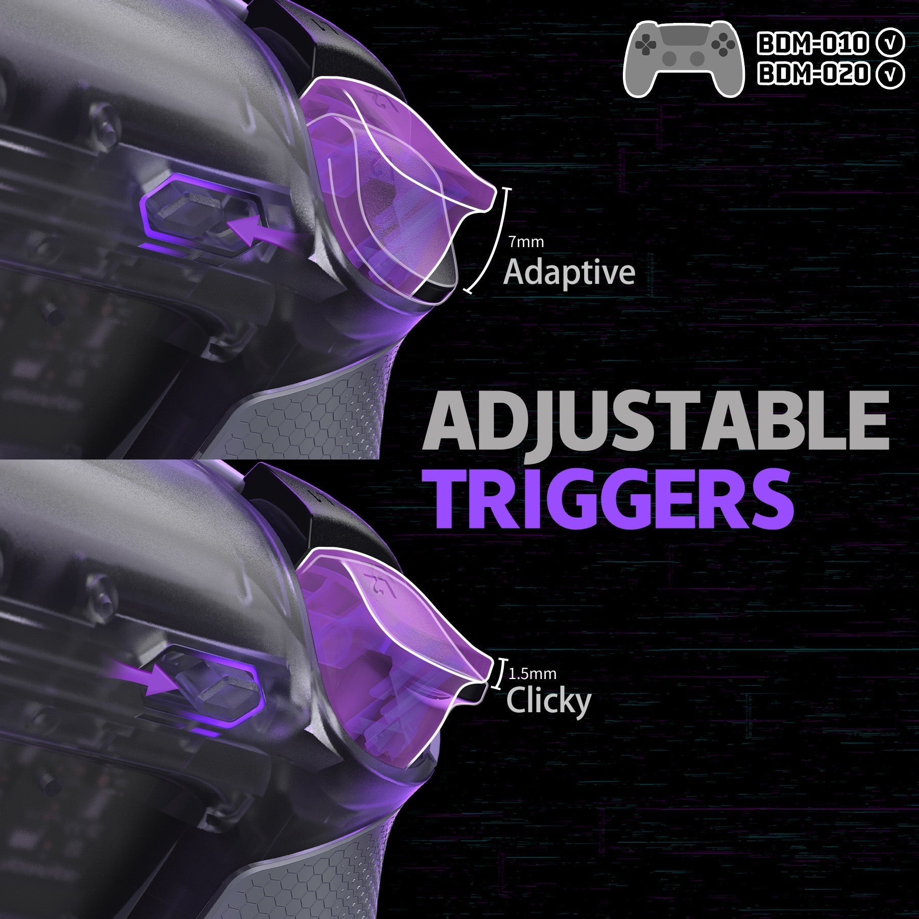 eXtremeRate RISE Plus MAX Back Paddles Kit with Clicky Trigger Stops & Rubberized Grip for PS5 Controller BDM-010/020 - Clear & Gray eXtremeRate