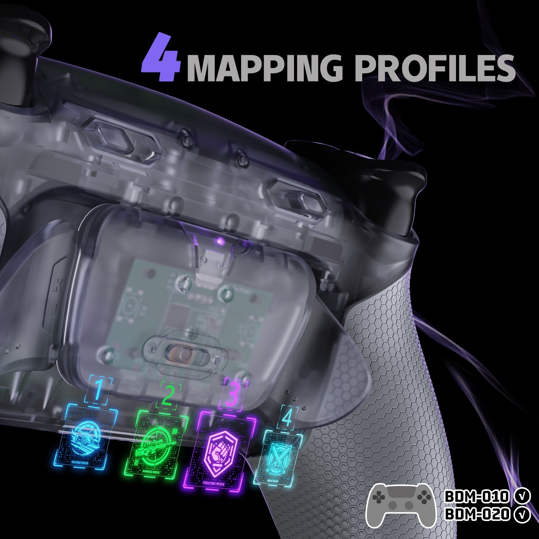eXtremeRate RISE Plus MAX Back Paddles Kit with Clicky Trigger Stops & Rubberized Grip for PS5 Controller BDM-010/020 - Clear & Gray eXtremeRate