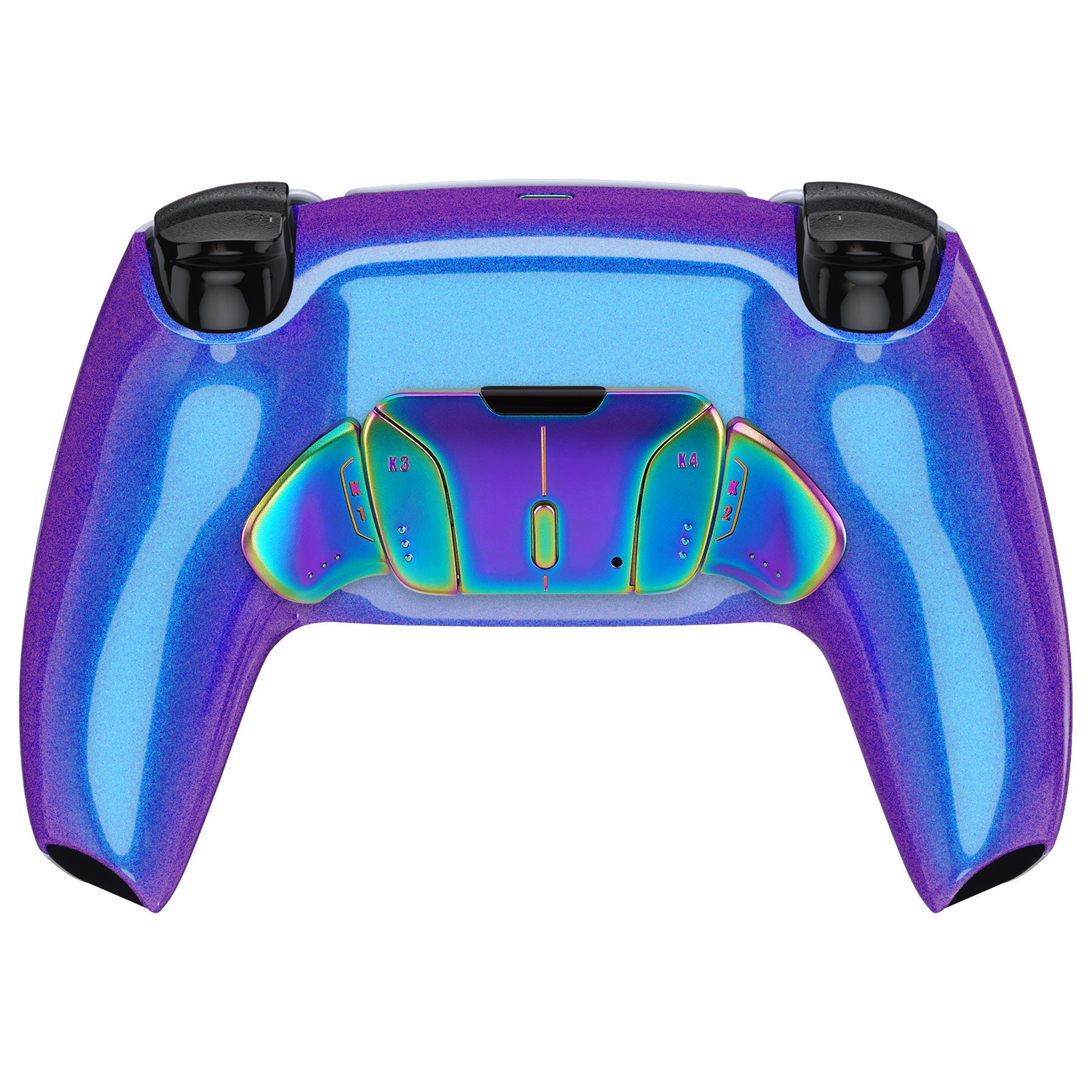 eXtremeRate Rainbow Aura Blue & Purple Real Metal Buttons (RMB) Version RISE4 Remap Kit for PS5 Controller BDM-030/040/050 - Chameleon Purple Blue eXtremeRate