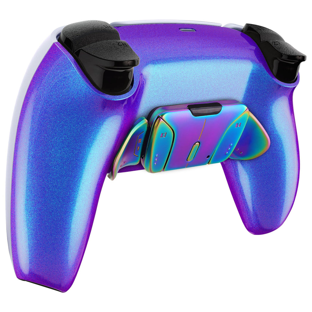 eXtremeRate Rainbow Aura Blue & Purple Real Metal Buttons (RMB) Version RISE4 Remap Kit for PS5 Controller BDM-030/040/050 - Chameleon Purple Blue eXtremeRate