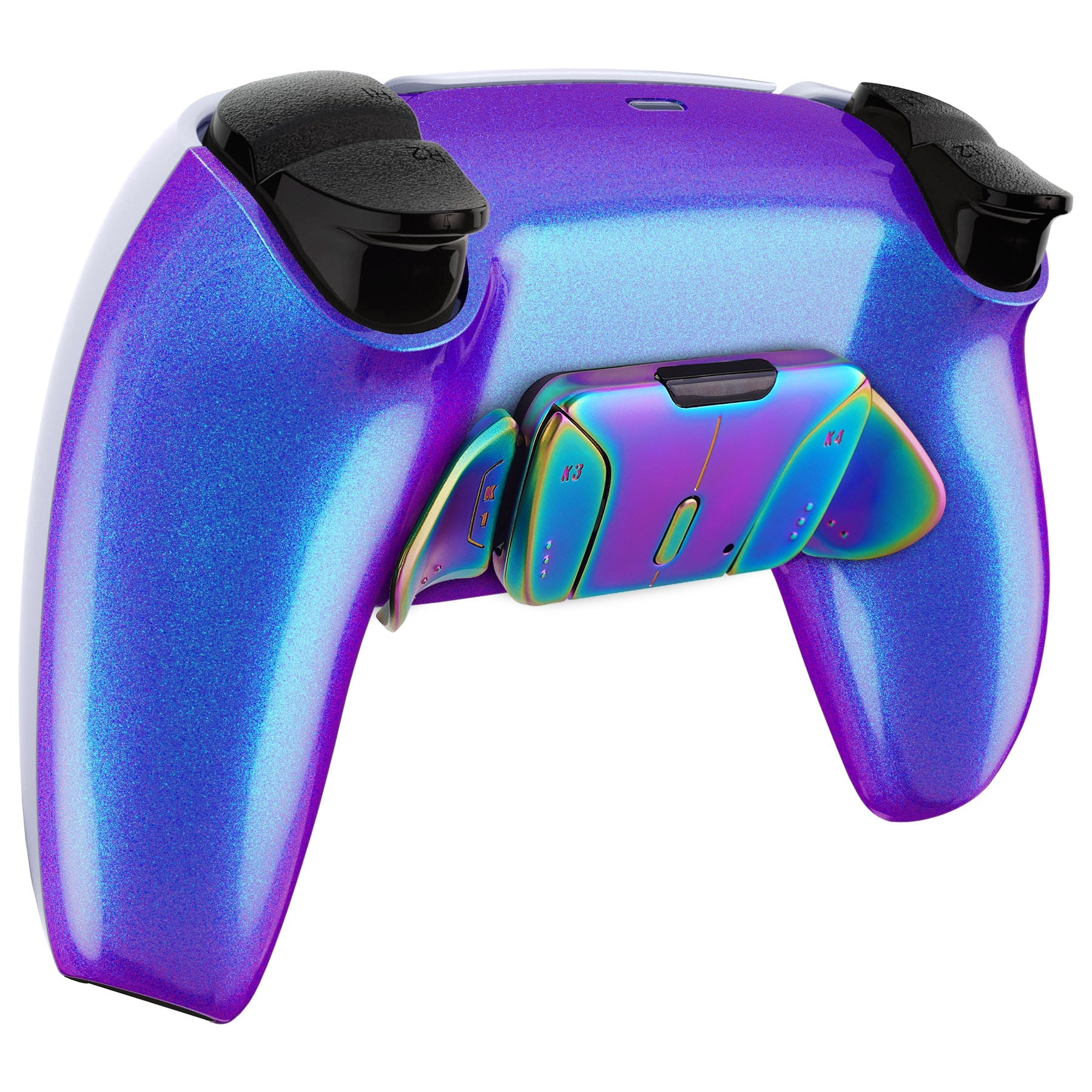 eXtremeRate Rainbow Aura Blue & Purple Real Metal Buttons (RMB) Version RISE4 Remap Kit for PS5 Controller BDM-030/040/050 - Chameleon Purple Blue eXtremeRate
