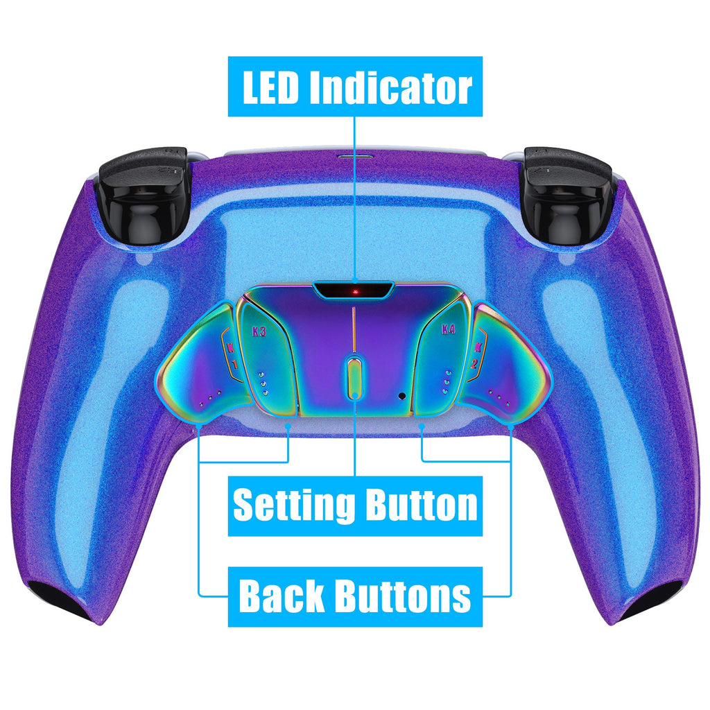 eXtremeRate Rainbow Aura Blue & Purple Real Metal Buttons (RMB) Version RISE4 V3 Remap Kit for PS5 Controller BDM-030/040/050 - Chameleon Purple Blue eXtremeRate