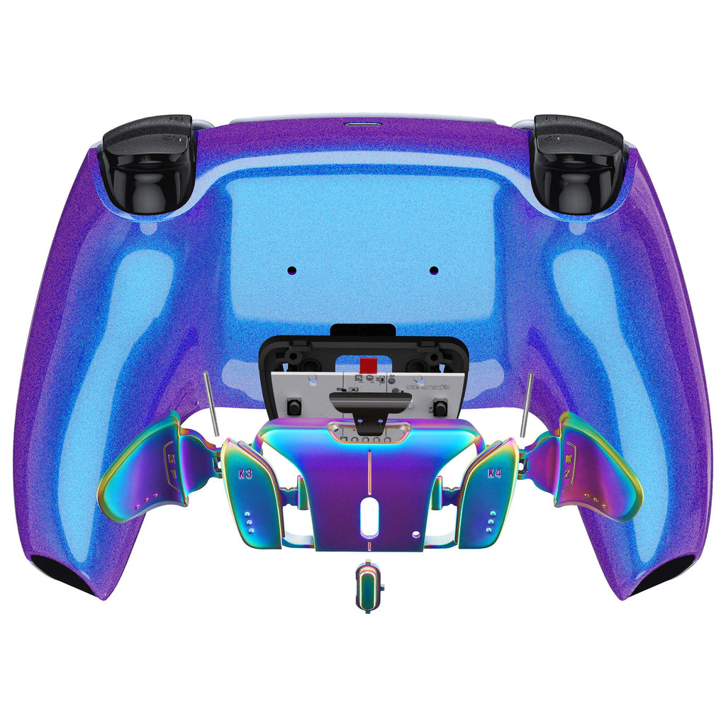 eXtremeRate Rainbow Aura Blue & Purple Real Metal Buttons (RMB) Version RISE4 V3 Remap Kit for PS5 Controller BDM-030/040/050 - Chameleon Purple Blue eXtremeRate