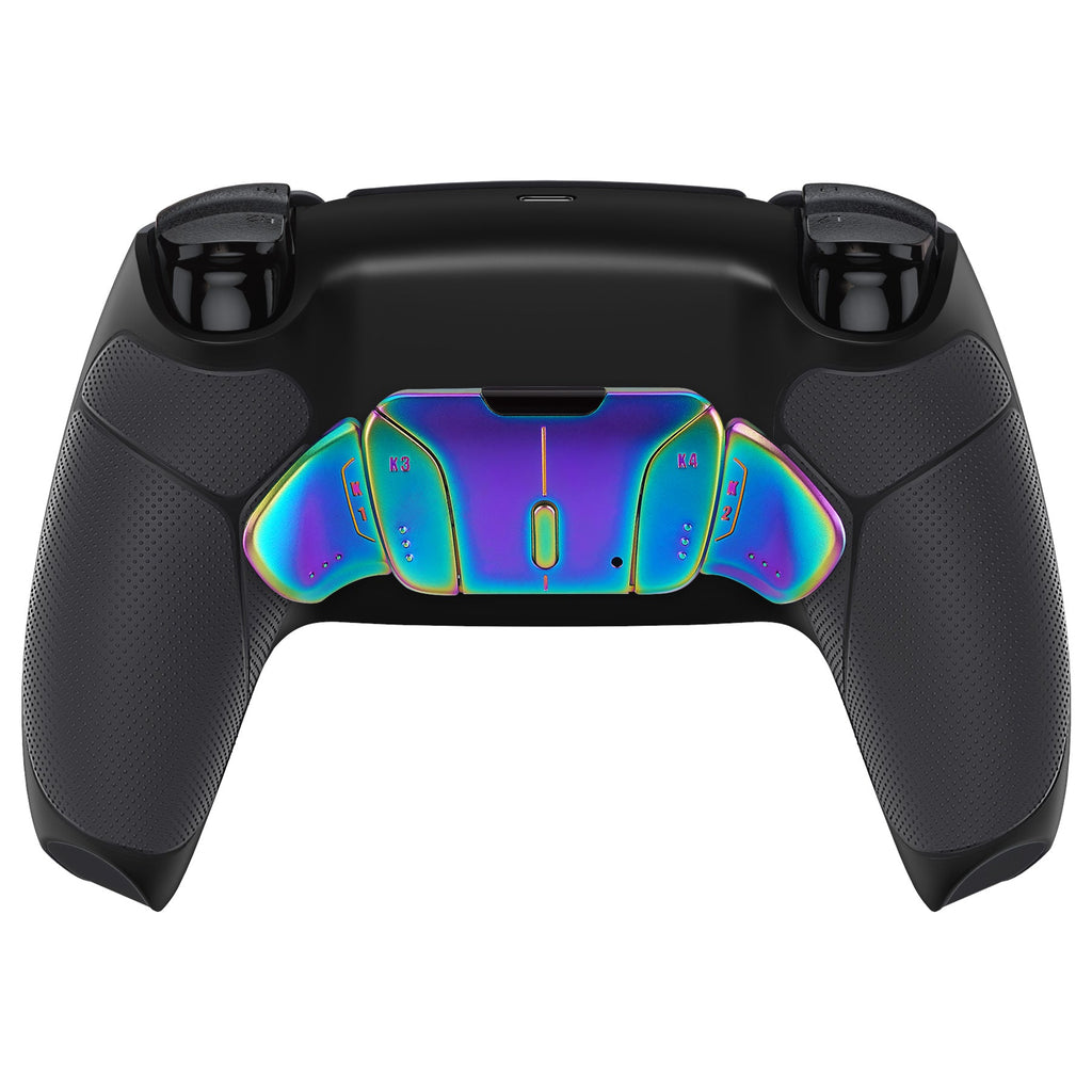 eXtremeRate Rainbow Aura Blue & Purple Real Metal Buttons (RMB) Version RISE4 V3 Remap Kit for PS5 Controller BDM-030/040/050 - Rubberized Black eXtremeRate