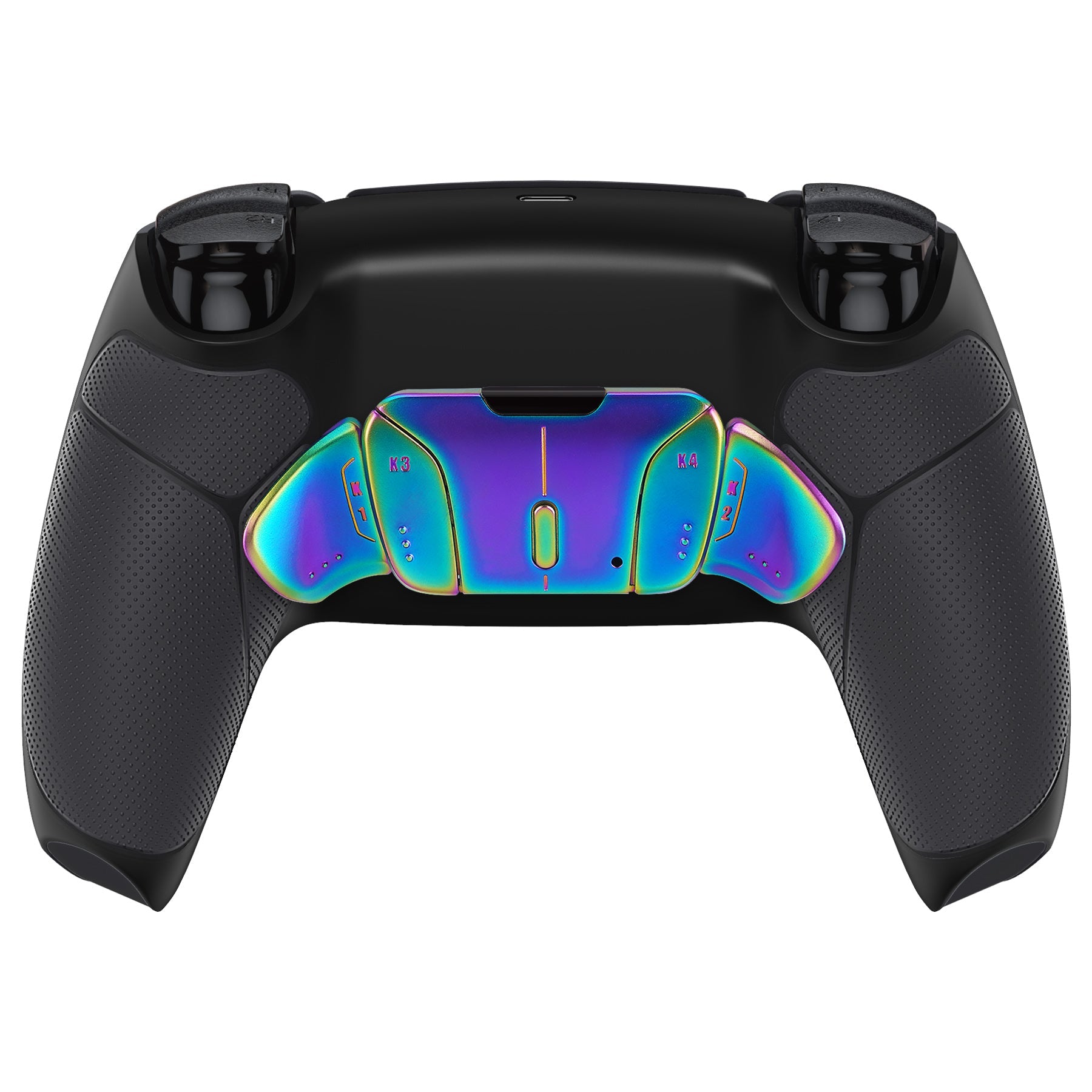 eXtremeRate Rainbow Aura Blue & Purple Real Metal Buttons (RMB) Version RISE4 V3 Remap Kit for PS5 Controller BDM-030/040/050 - Rubberized Black eXtremeRate