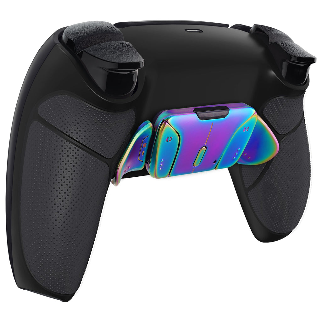 eXtremeRate Rainbow Aura Blue & Purple Real Metal Buttons (RMB) Version RISE4 V3 Remap Kit for PS5 Controller BDM-030/040/050 - Rubberized Black eXtremeRate