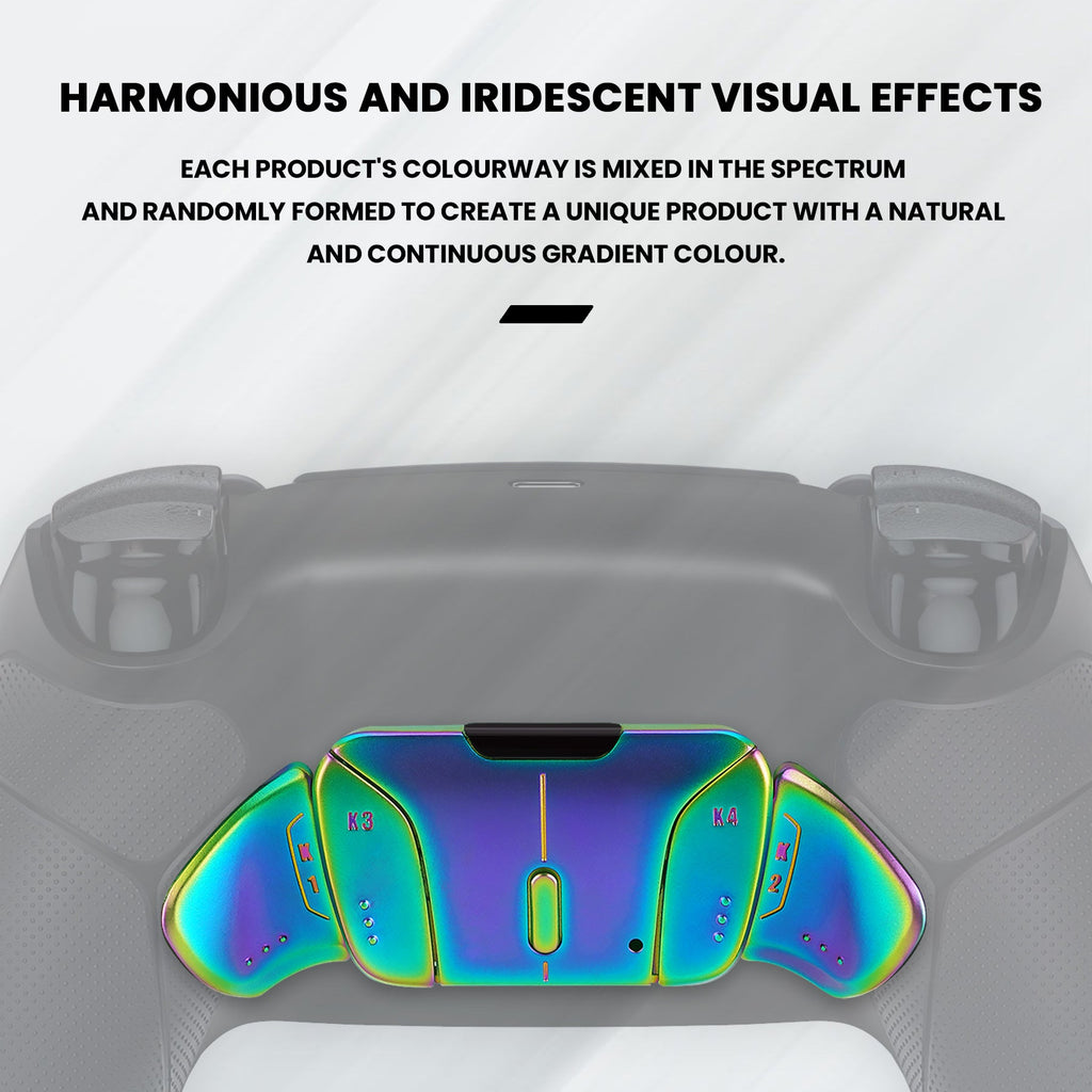 eXtremeRate Rainbow Aura Blue & Purple Real Metal Buttons (RMB) Version RISE4 V3 Remap Kit for PS5 Controller BDM-030/040/050 - Rubberized Black eXtremeRate