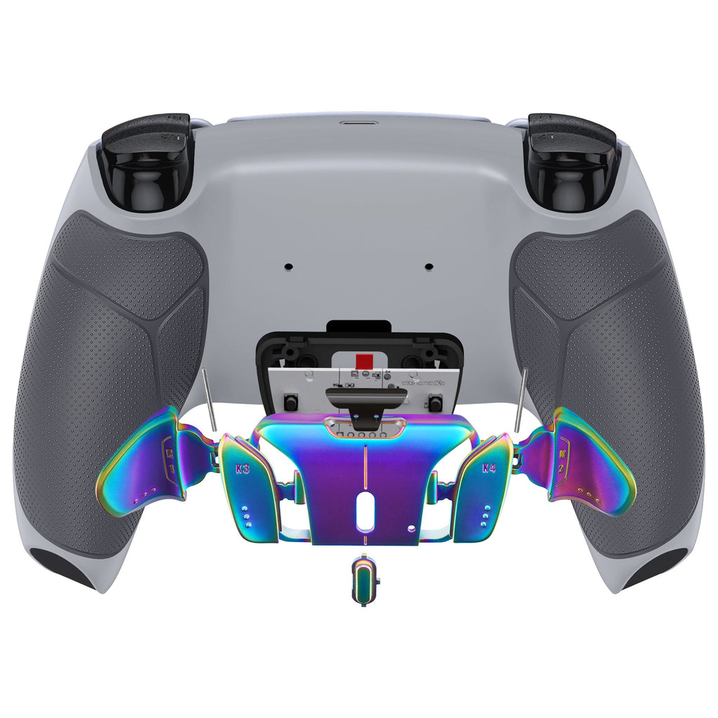 eXtremeRate Rainbow Aura Blue & Purple Real Metal Buttons (RMB) Version RISE4 V3 Remap Kit for PS5 Controller BDM-030/040/050 - Rubberized New Hope Gray & Classic Gray eXtremeRate
