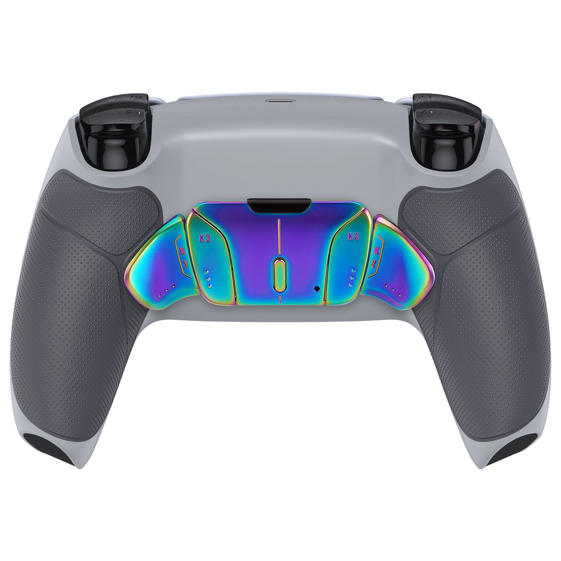 eXtremeRate Rainbow Aura Blue & Purple Real Metal Buttons (RMB) Version RISE4 V3 Remap Kit for PS5 Controller BDM-030/040/050 - Rubberized New Hope Gray & Classic Gray eXtremeRate