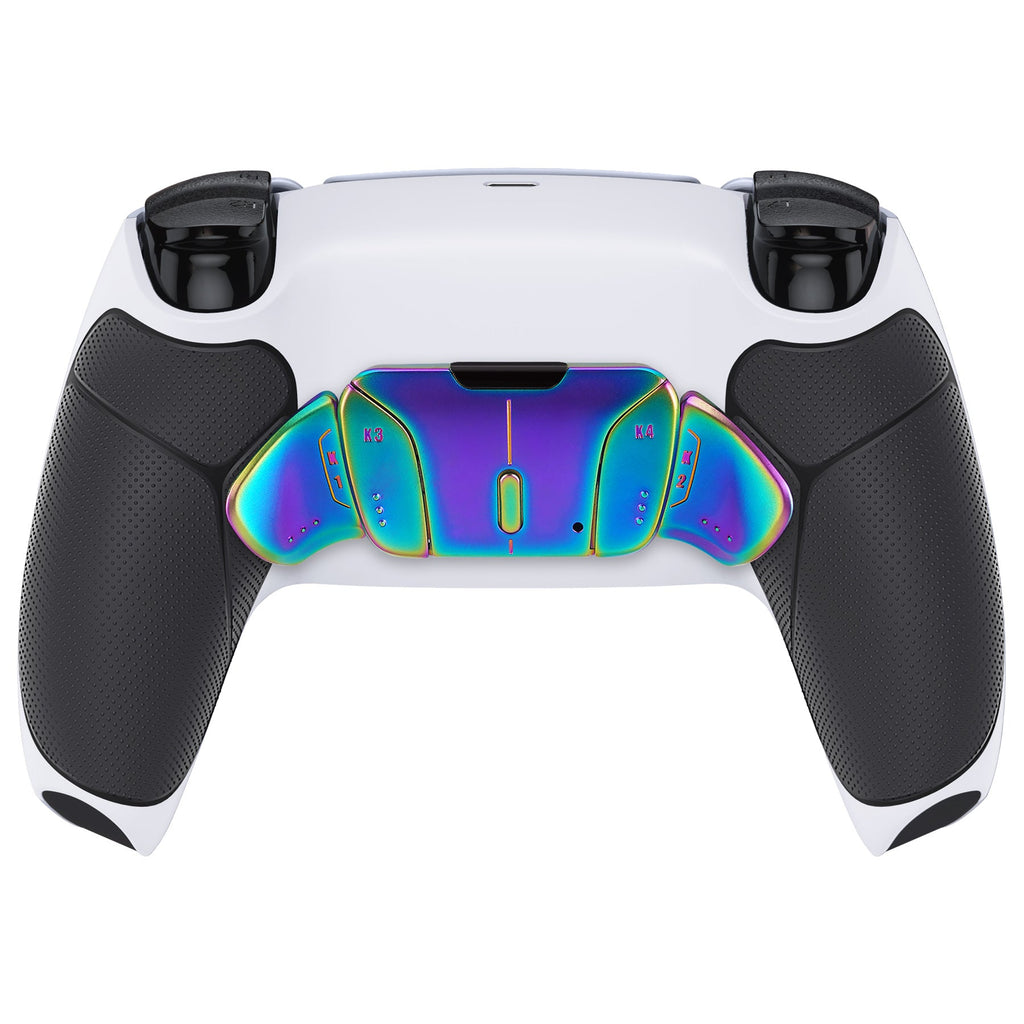 eXtremeRate Rainbow Aura Blue & Purple Real Metal Buttons (RMB) Version RISE4 V3 Remap Kit for PS5 Controller BDM-030/040/050 - Rubberized White Black eXtremeRate