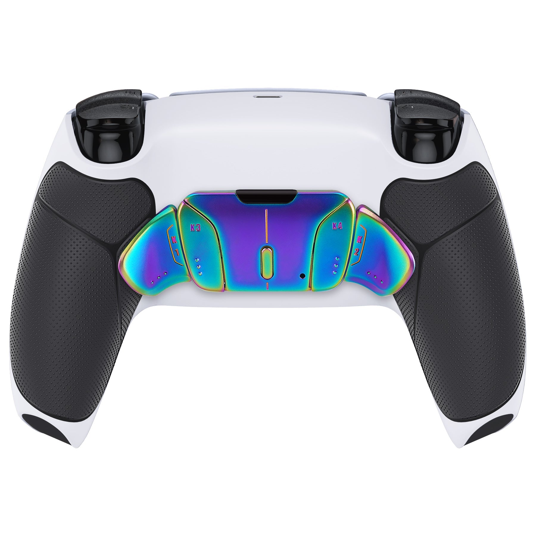 eXtremeRate Rainbow Aura Blue & Purple Real Metal Buttons (RMB) Version RISE4 V3 Remap Kit for PS5 Controller BDM-030/040/050 - Rubberized White Black eXtremeRate