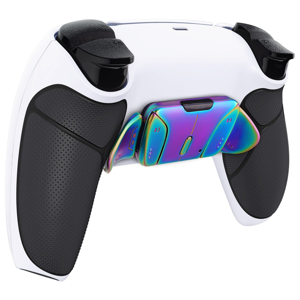 eXtremeRate Rainbow Aura Blue & Purple Real Metal Buttons (RMB) Version RISE4 V3 Remap Kit for PS5 Controller BDM-030/040/050 - Rubberized White Black eXtremeRate