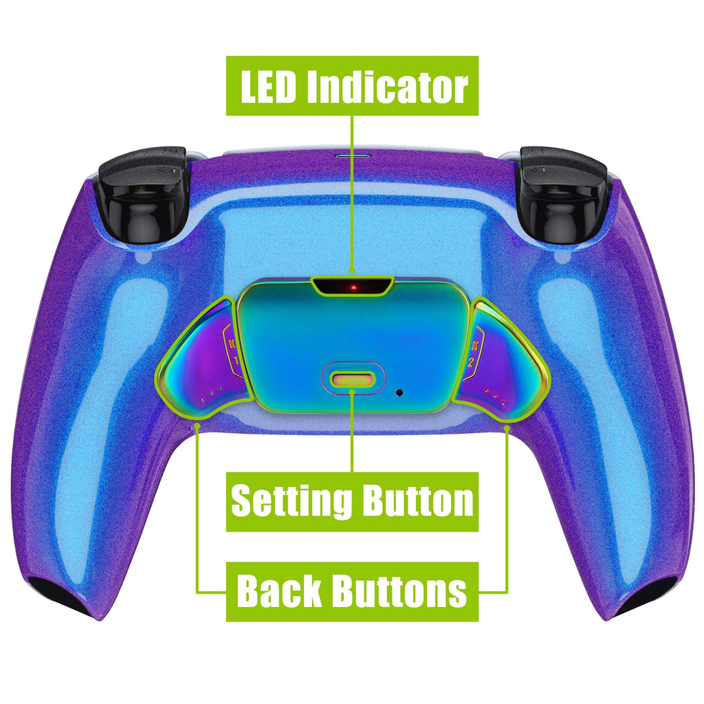eXtremeRate Rainbow Aura Blue & Purple Real Metal Buttons (RMB) Version RISE Remap Kit for PS5 Controller BDM-030/040/050 - Chameleon Purple Blue eXtremeRate