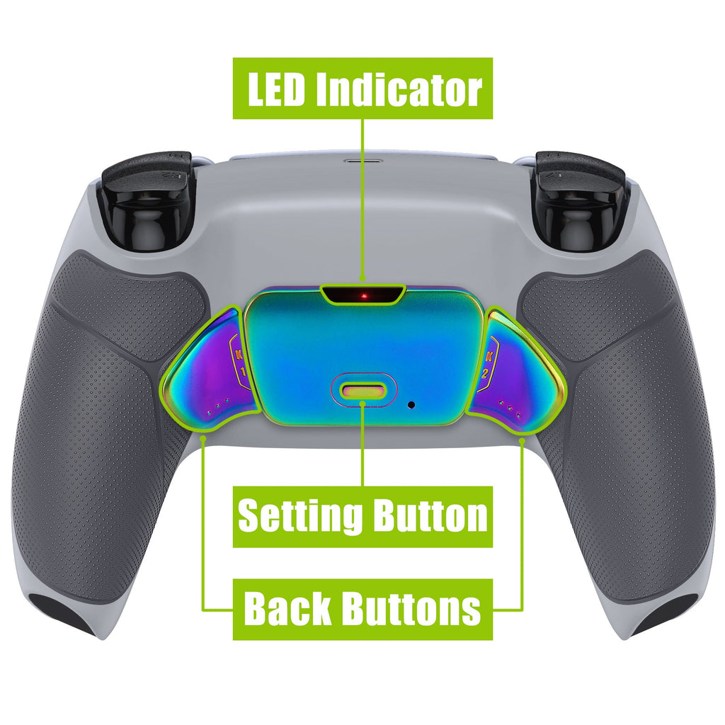 eXtremeRate Rainbow Aura Blue & Purple Real Metal Buttons (RMB) Version RISE Remap Kit for PS5 Controller BDM-030/040/050 - Rubberized New Hope Gray & Classic Gray eXtremeRate