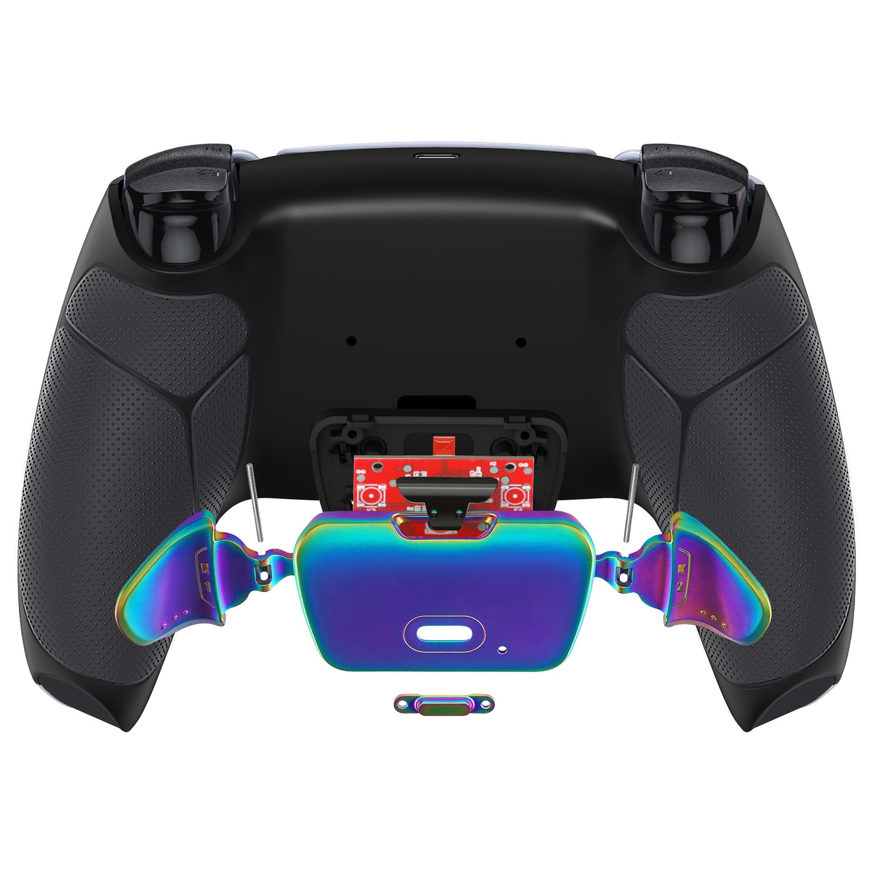 eXtremeRate Rainbow Aura Blue & Purple Real Metal Buttons (RMB) Version RISE V3 Remap Kit for PS5 Controller BDM-030/040/050 - Rubberized Black eXtremeRate