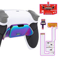 eXtremeRate Rainbow Aura Blue & Purple Real Metal Buttons (RMB) Version RISE V3 Remap Kit for PS5 Controller BDM-030/040/050 - Rubberized White Black eXtremeRate