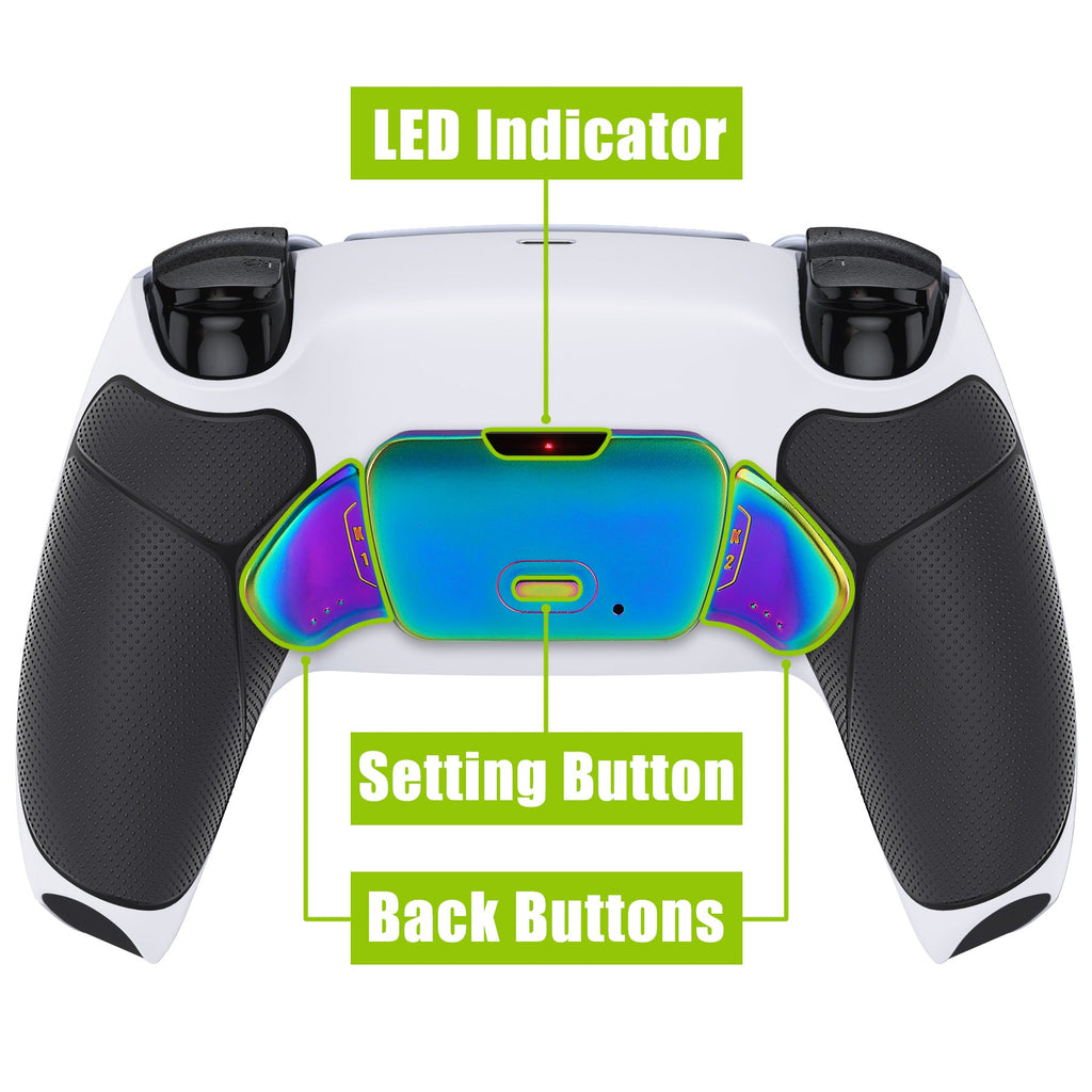 eXtremeRate Rainbow Aura Blue & Purple Real Metal Buttons (RMB) Version RISE V3 Remap Kit for PS5 Controller BDM-030/040/050 - Rubberized White Black eXtremeRate