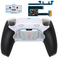 eXtremeRate Real Metal Buttons (RMB) Version RISE4 Plus MAX Back Paddles Kit with Clicky Trigger Stops & Rubberized Grip for PS5 Controller BDM-010/020 - White Black - Silver eXtremeRate
