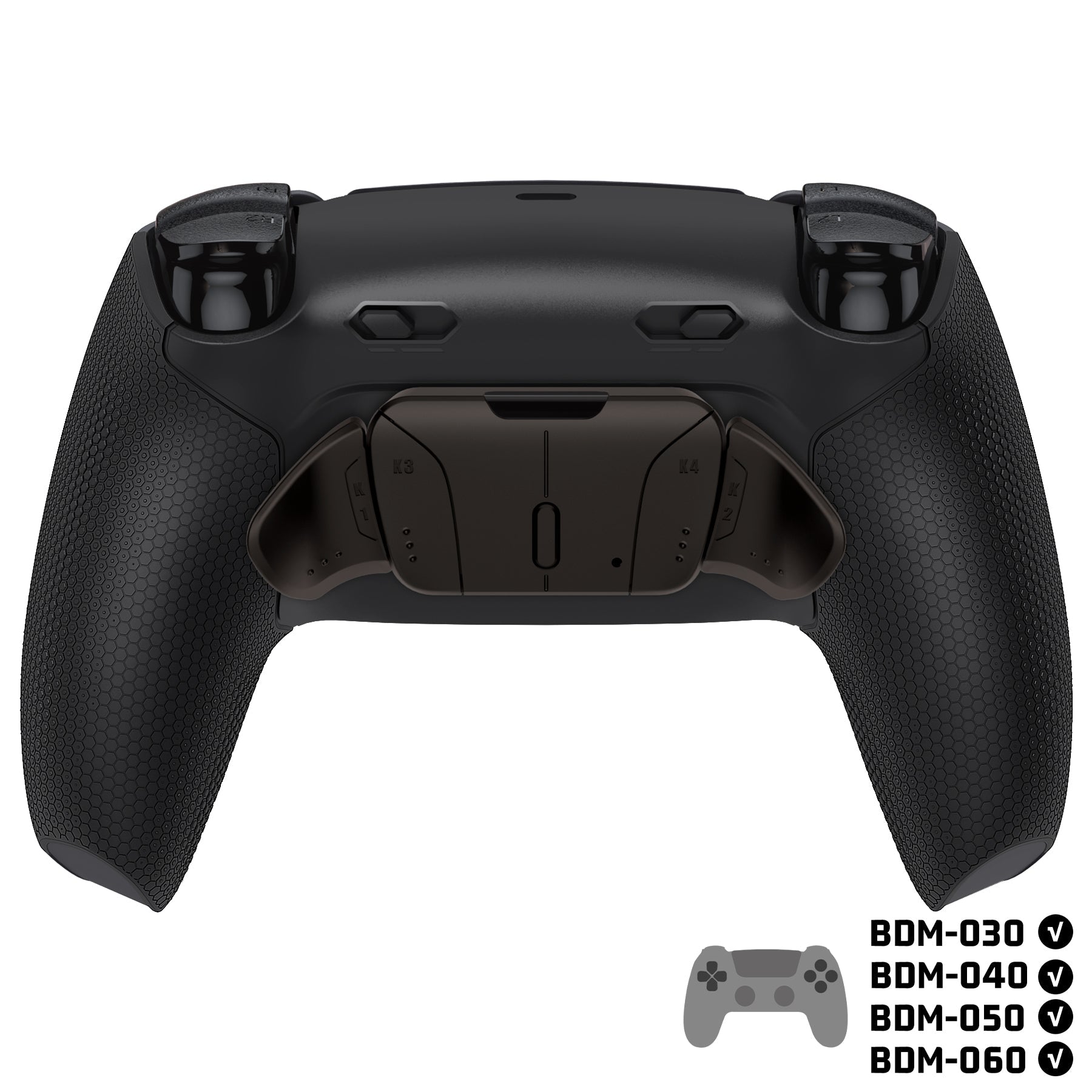 eXtremeRate Real Metal Buttons (RMB) Version RISE4 Plus MAX Back Paddles Kit with Clicky Trigger Stops & Rubberized Grip for PS5 Controller BDM-030/040/050/060 - Black eXtremeRate