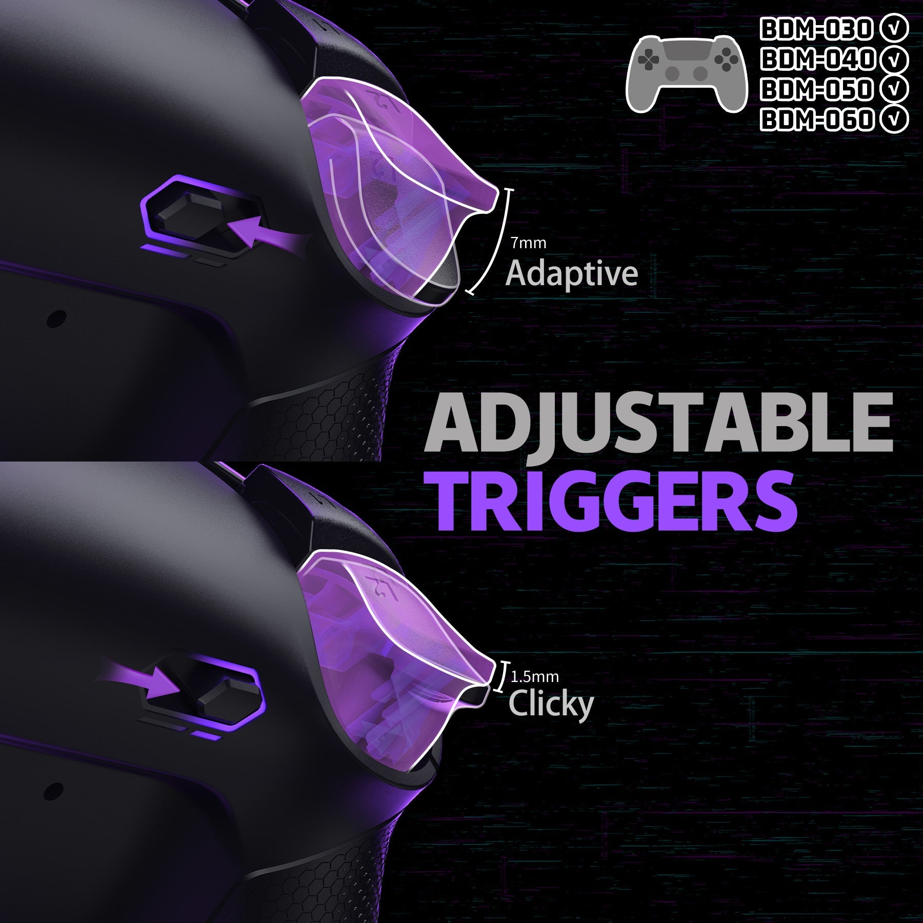 eXtremeRate Real Metal Buttons (RMB) Version RISE4 Plus MAX Back Paddles Kit with Clicky Trigger Stops & Rubberized Grip for PS5 Controller BDM-030/040/050/060 - Black eXtremeRate