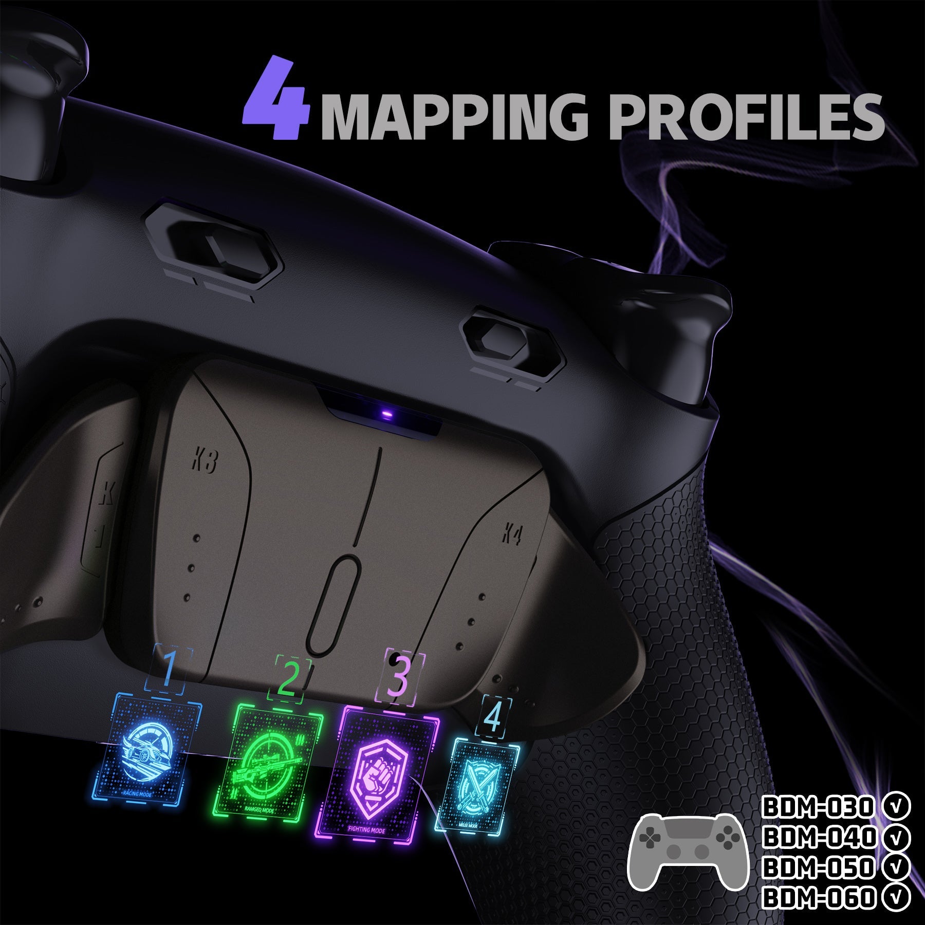 eXtremeRate Real Metal Buttons (RMB) Version RISE4 Plus MAX Back Paddles Kit with Clicky Trigger Stops & Rubberized Grip for PS5 Controller BDM-030/040/050/060 - Black eXtremeRate