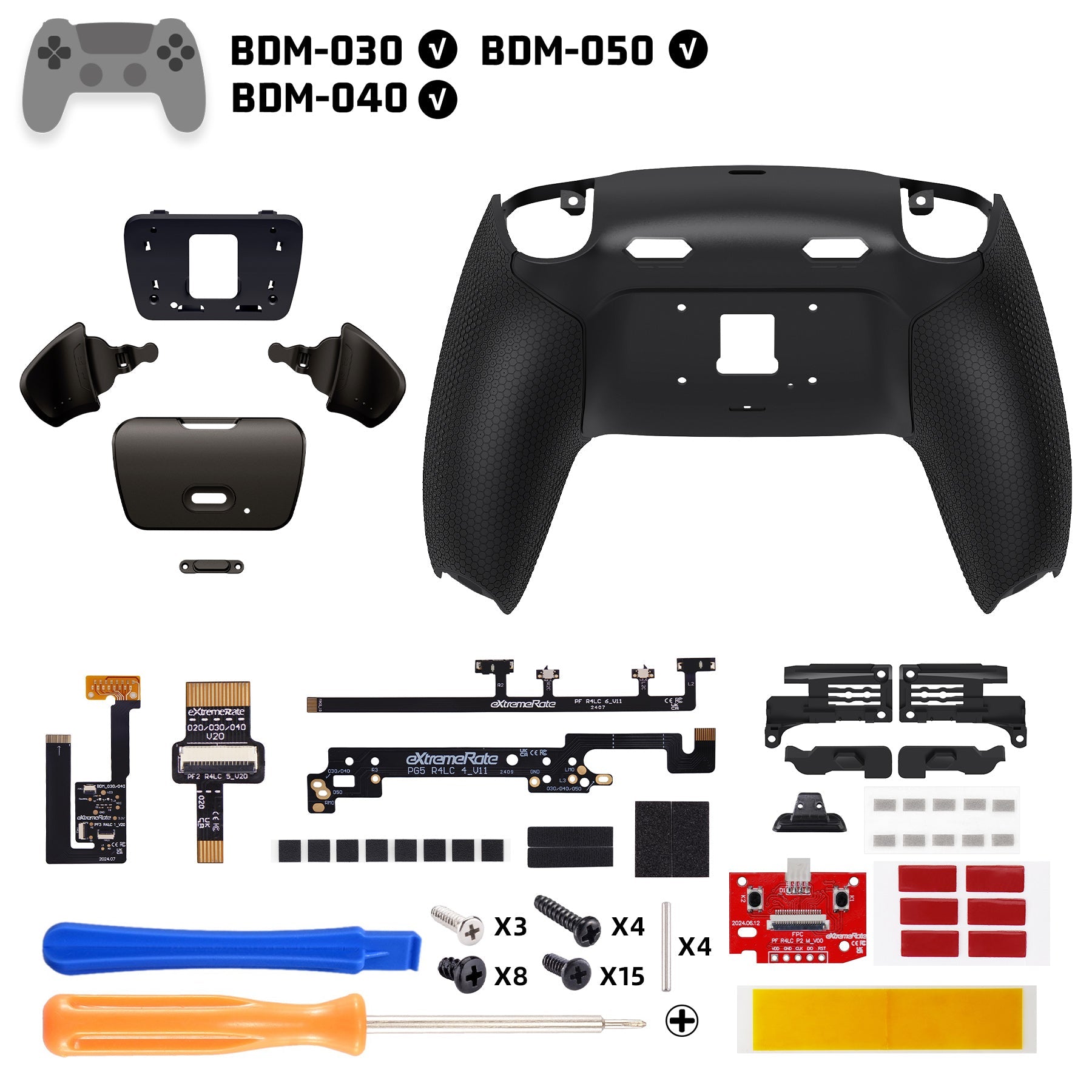 eXtremeRate Real Metal Buttons (RMB) Version RISE Plus MAX Back Paddles Kit with Clicky Trigger Stops & Rubberized Grip for PS5 Controller BDM-030/040/050 - Black eXtremeRate