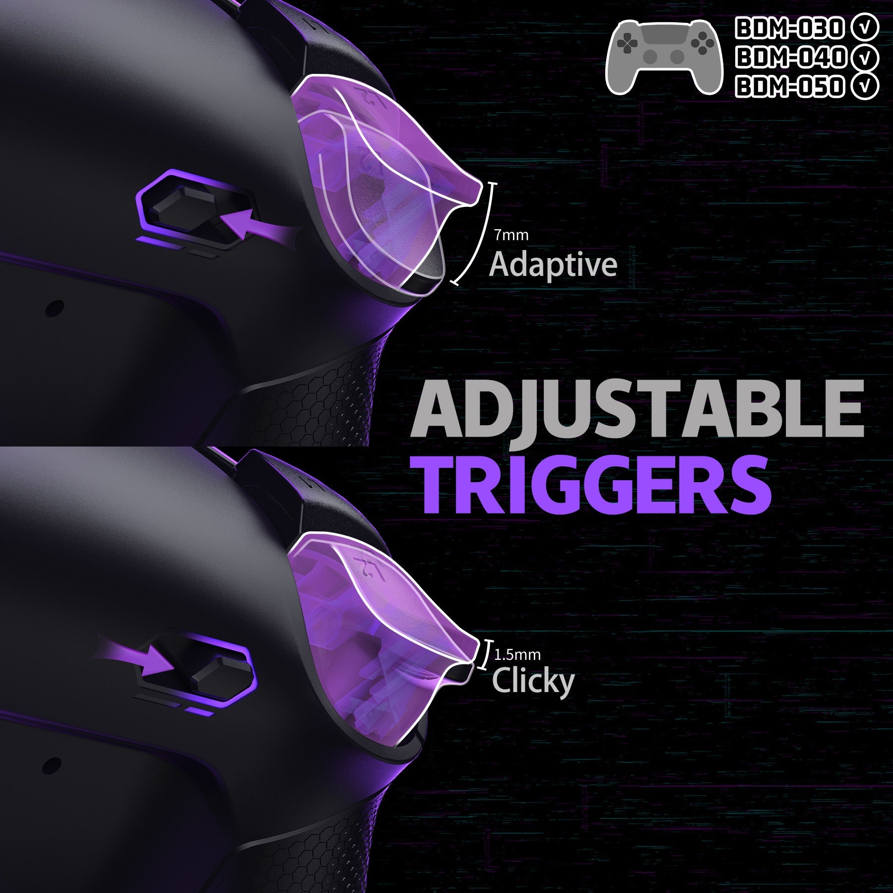 eXtremeRate Real Metal Buttons (RMB) Version RISE Plus MAX Back Paddles Kit with Clicky Trigger Stops & Rubberized Grip for PS5 Controller BDM-030/040/050 - Black eXtremeRate