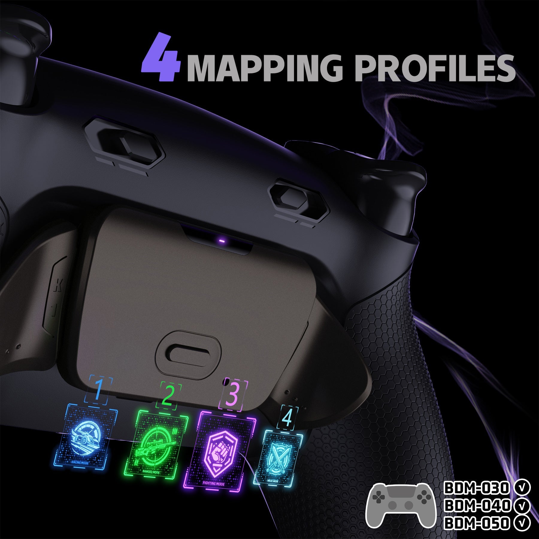 eXtremeRate Real Metal Buttons (RMB) Version RISE Plus MAX Back Paddles Kit with Clicky Trigger Stops & Rubberized Grip for PS5 Controller BDM-030/040/050 - Black eXtremeRate