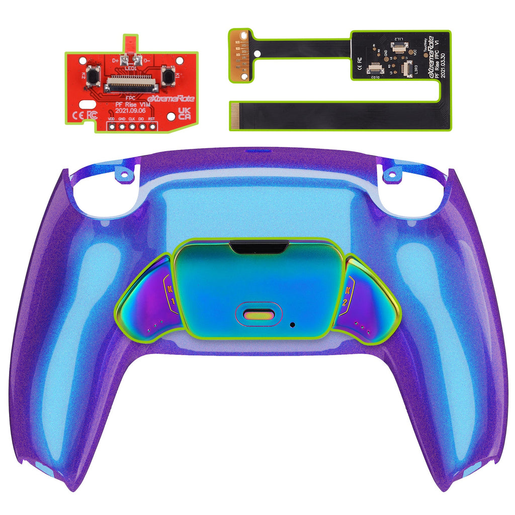 eXtremeRate Rainbow Aura Blue & Purple Real Metal Buttons (RMB) Version RISE 2.0 Remap Kit for PS5 Controller BDM-010/020 - Chameleon Purple Blue eXtremeRate