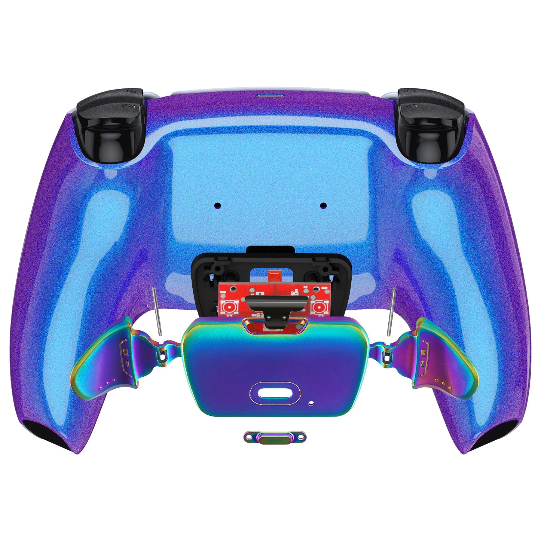 eXtremeRate Rainbow Aura Blue & Purple Real Metal Buttons (RMB) Version RISE 2.0 Remap Kit for PS5 Controller BDM-010/020 - Chameleon Purple Blue eXtremeRate