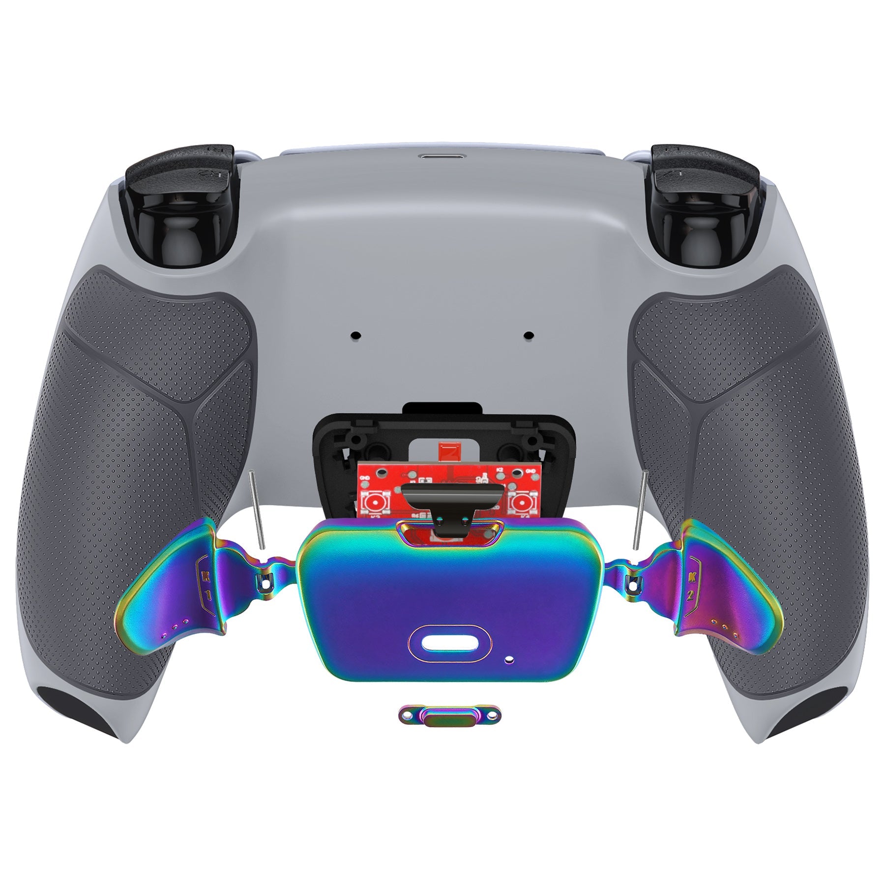 eXtremeRate Rainbow Aura Blue & Purple Real Metal Buttons (RMB) Version RISE 2.0 Remap Kit for PS5 Controller BDM-010/020 - Rubberized New Hope Gray & Classic Gray eXtremeRate