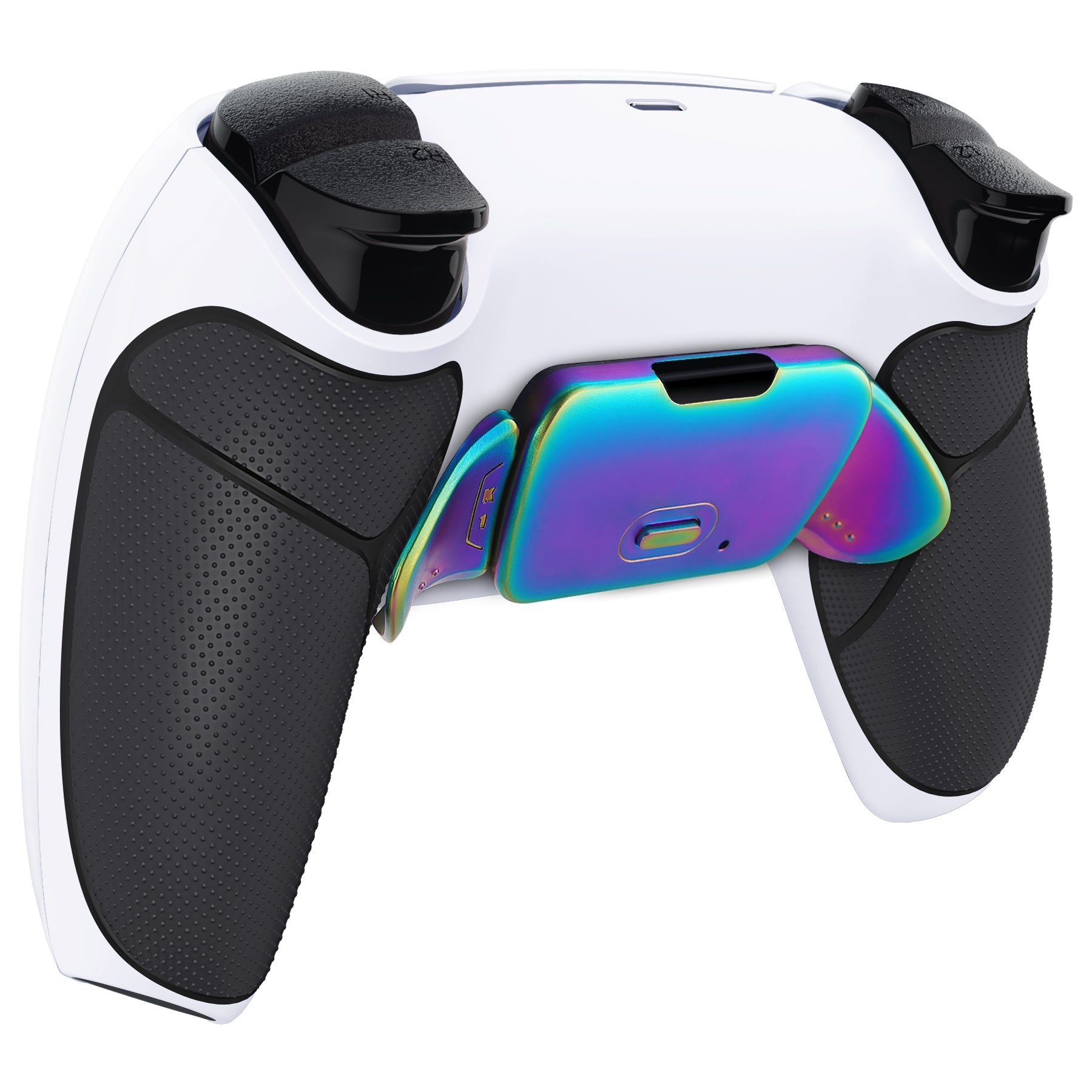 eXtremeRate Rainbow Aura Blue & Purple Real Metal Buttons (RMB) Version RISE 2.0 Remap Kit for PS5 Controller BDM-010/020 - Rubberized White Black eXtremeRate