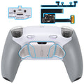 eXtremeRate Real Metal Buttons (RMB) Version RISE4 Plus MAX Back Paddles Kit with Clicky Trigger Stops & Rubberized Grip for PS5 Controller BDM-010/020 - White Gray - Silver eXtremeRate