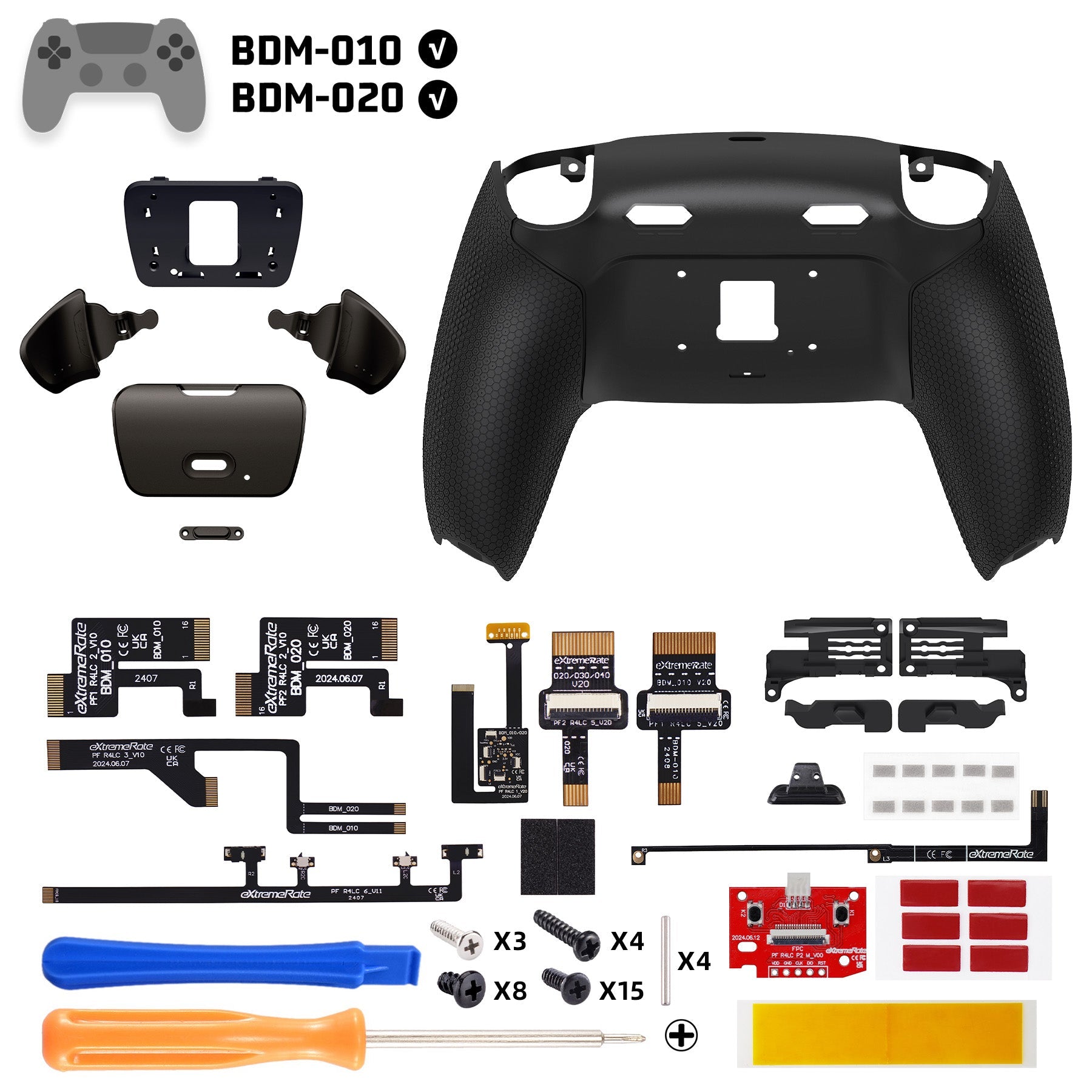 eXtremeRate Real Metal Buttons (RMB) Version RISE Plus MAX Back Paddles Kit with Clicky Trigger Stops & Rubberized Grip for PS5 Controller BDM-010/020 - Black eXtremeRate