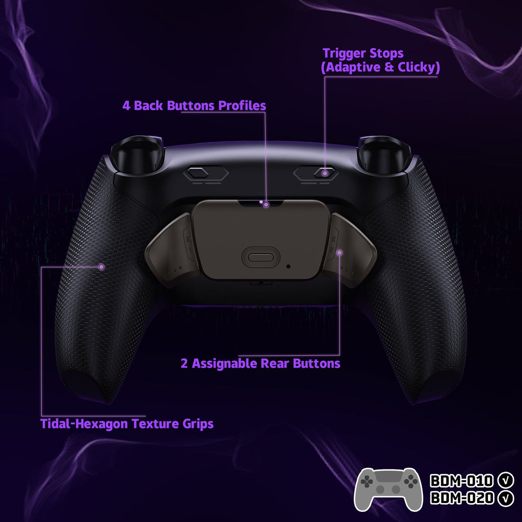 eXtremeRate Real Metal Buttons (RMB) Version RISE Plus MAX Back Paddles Kit with Clicky Trigger Stops & Rubberized Grip for PS5 Controller BDM-010/020 - Black eXtremeRate