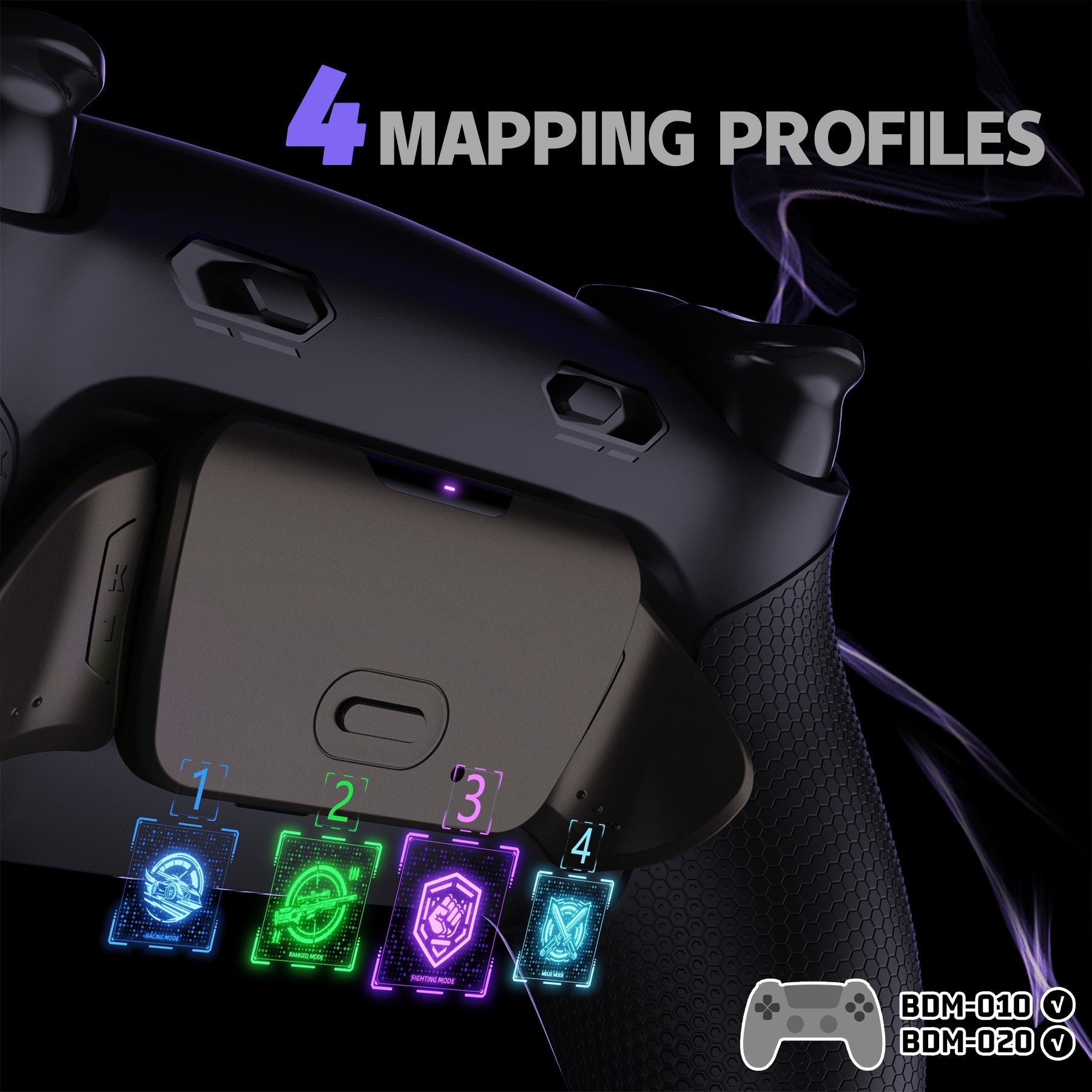 eXtremeRate Real Metal Buttons (RMB) Version RISE Plus MAX Back Paddles Kit with Clicky Trigger Stops & Rubberized Grip for PS5 Controller BDM-010/020 - Black eXtremeRate