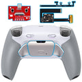 eXtremeRate Real Metal Buttons (RMB) Version RISE Plus MAX Back Paddles Kit with Clicky Trigger Stops & Rubberized Grip for PS5 Controller BDM-010/020 - White Gray - Silver eXtremeRate
