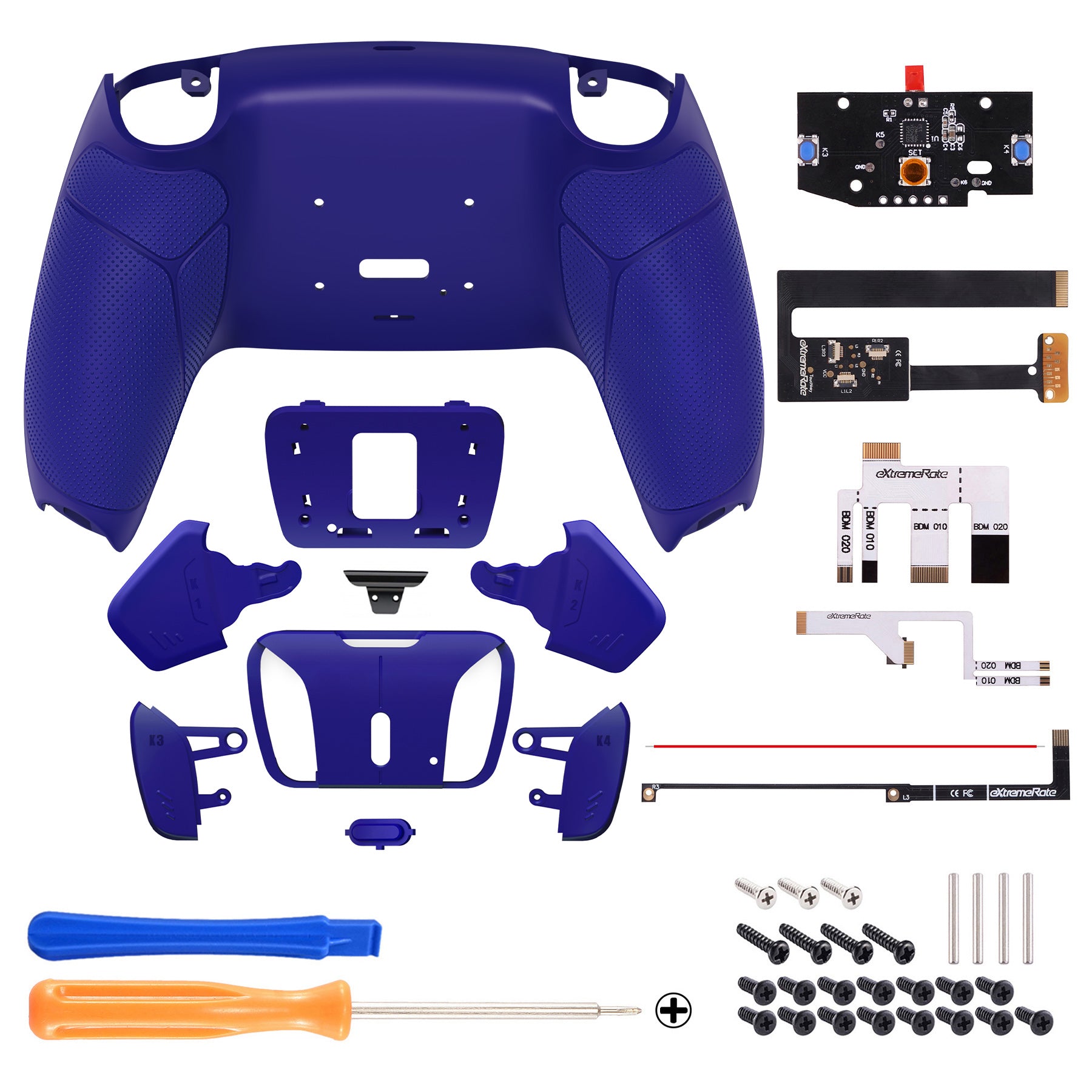 eXtremeRate Remappable RISE4 Remap Kit for PS5 Controller BDM-010/020 - Rubberized Cobalt Blue eXtremeRate