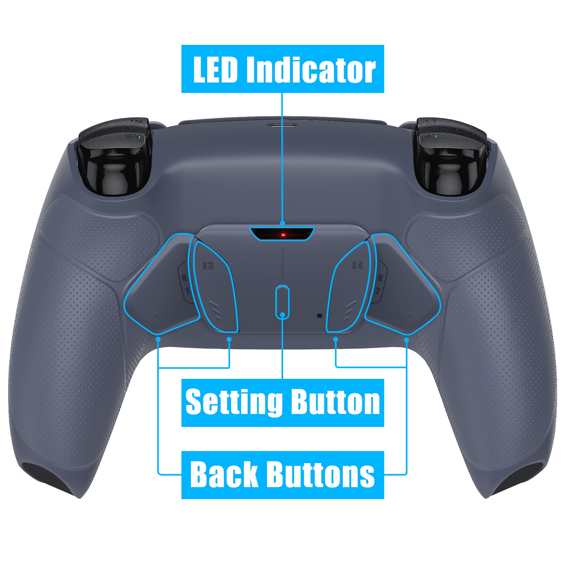 eXtremeRate Remappable RISE4 Remap Kit for PS5 Controller BDM-010/020 - Rubberized Sterling Silver eXtremeRate