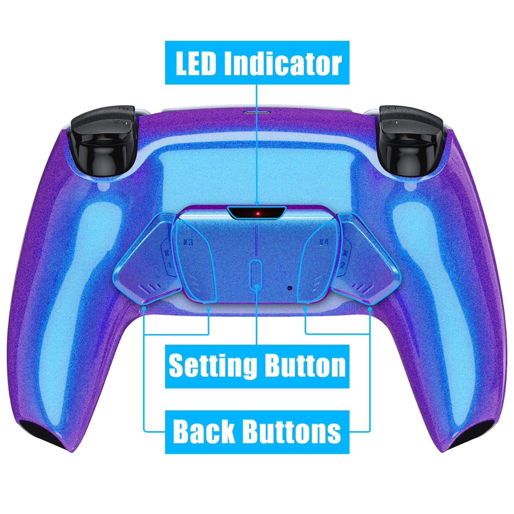 eXtremeRate Remappable RISE4 V3 Remap Kit for PS5 Controller BDM-030/040/050 - Chameleon Purple Blue eXtremeRate