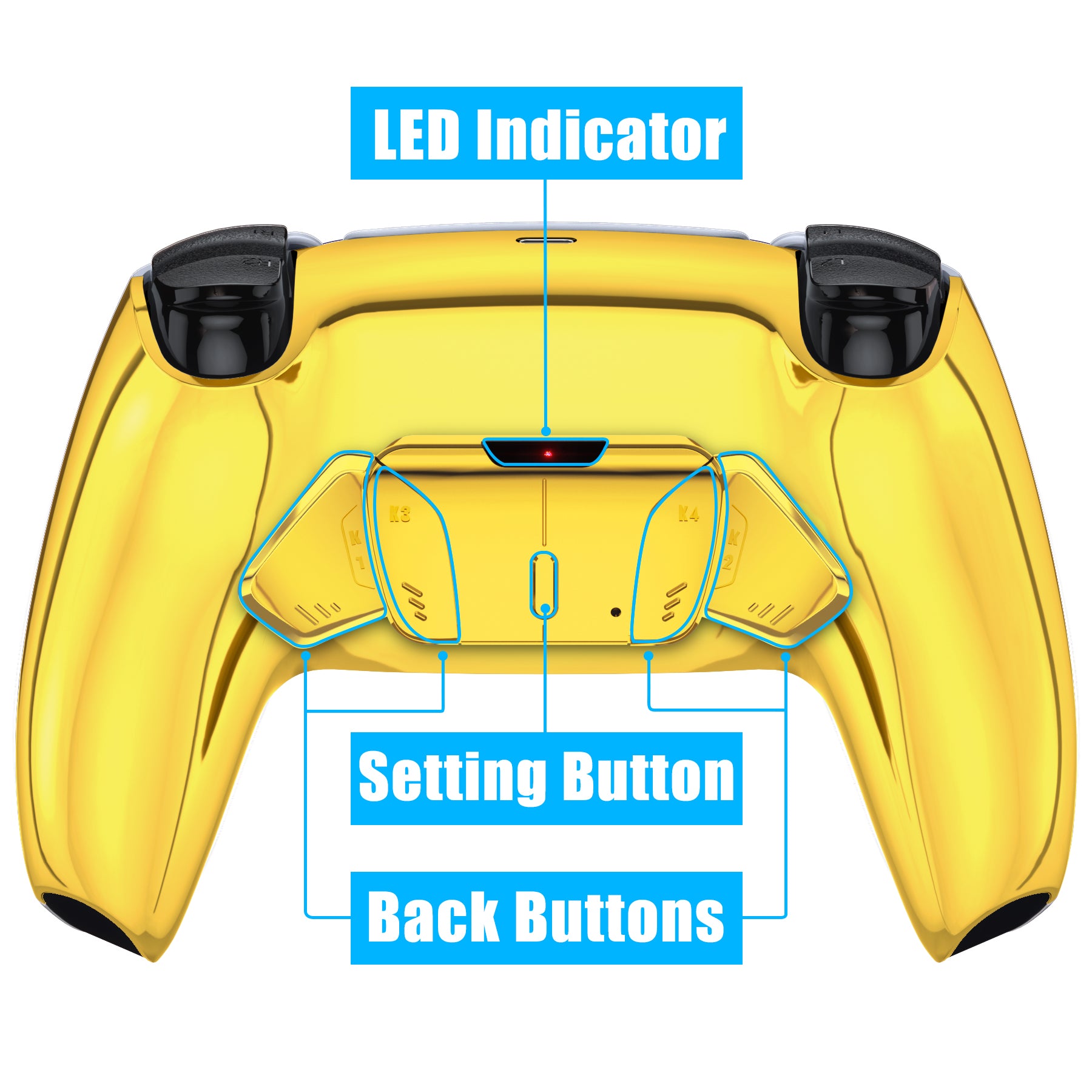 eXtremeRate Remappable RISE4 V3 Remap Kit for PS5 Controller BDM-030/040/050 - Chrome Gold eXtremeRate