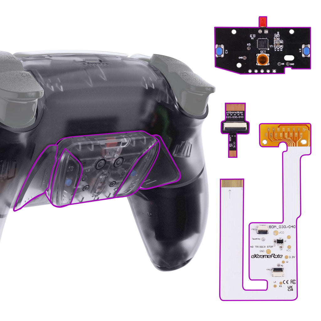 eXtremeRate Remappable RISE4 V3 Remap Kit for PS5 Controller BDM-030/040/050 - Clear eXtremeRate