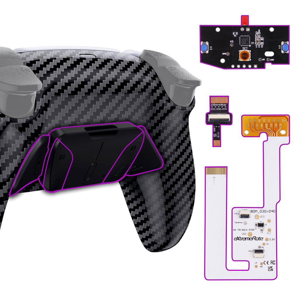 eXtremeRate Remappable RISE4 V3 Remap Kit for PS5 Controller BDM-030/040/050 - Graphite Carbon Fiber eXtremeRate