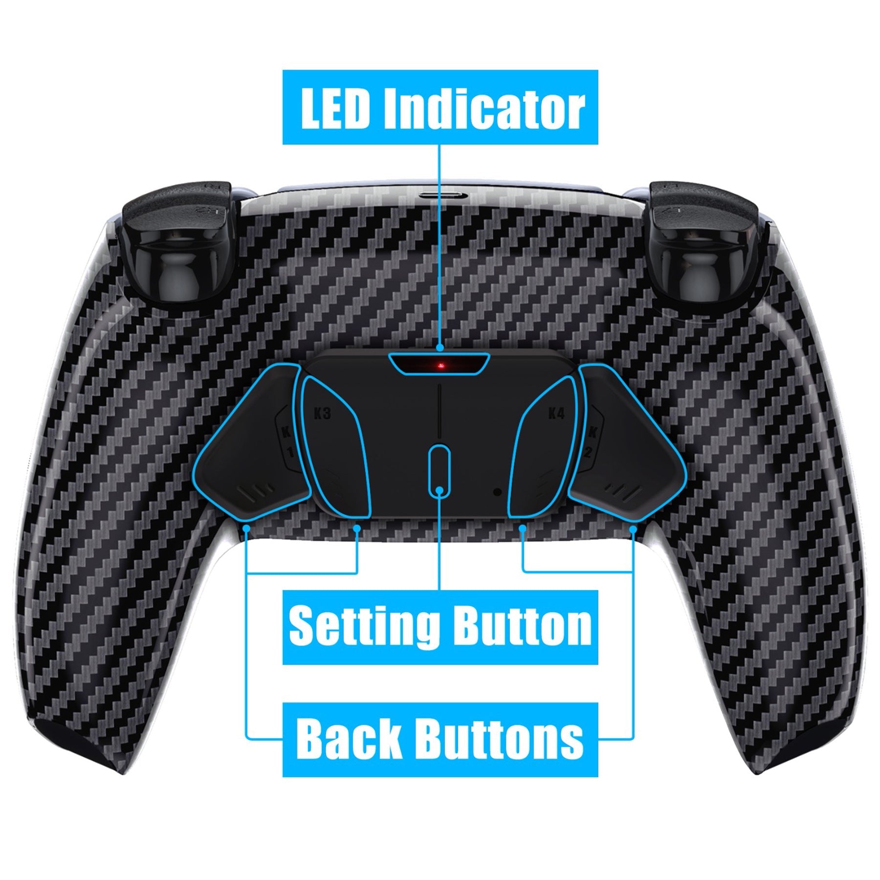 eXtremeRate Remappable RISE4 V3 Remap Kit for PS5 Controller BDM-030/040/050 - Graphite Carbon Fiber eXtremeRate